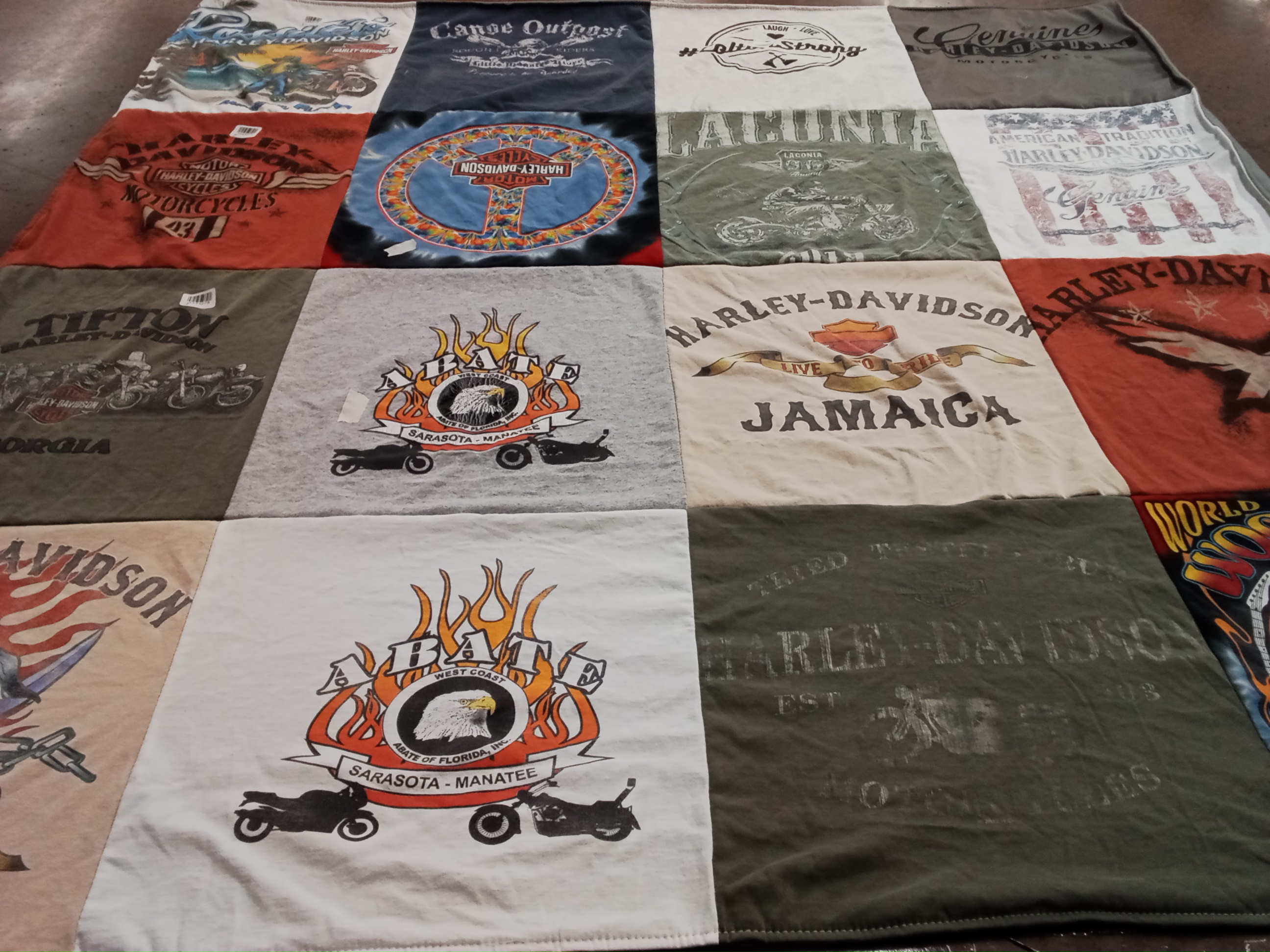 T-shirt quilt with motorcycles, t-shirts themes by Tona from FL