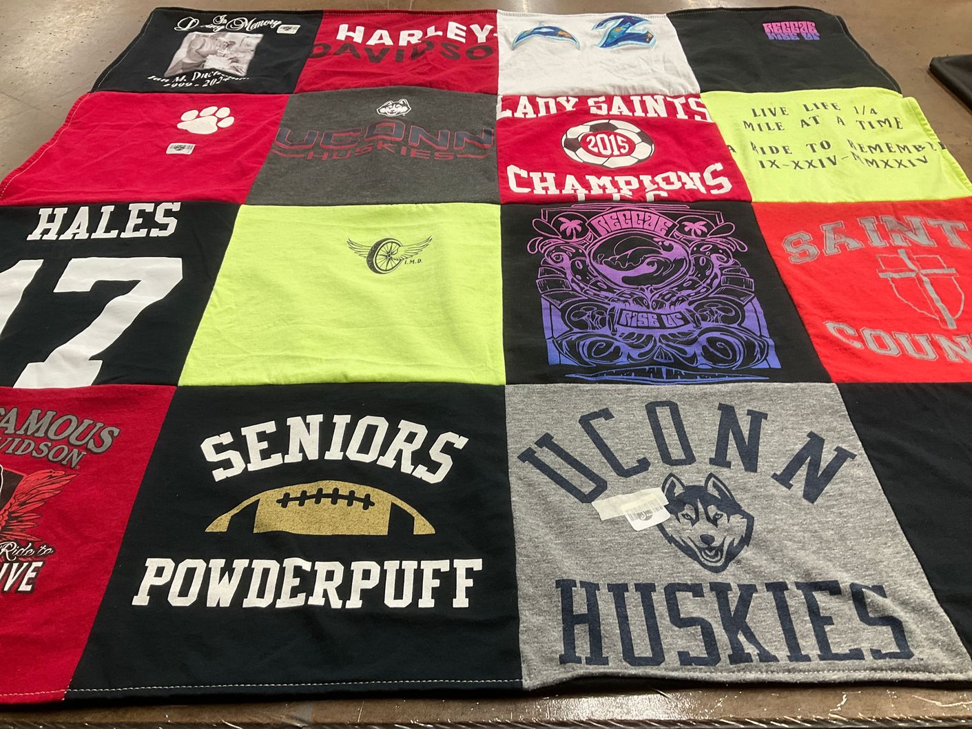 T-shirt quilt featuring uconn huskies by Denise from CT