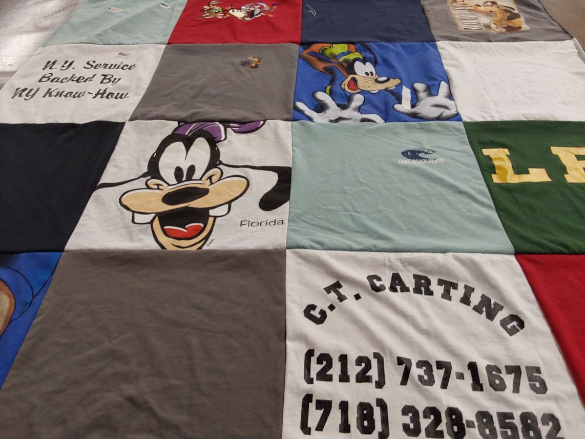 T-shirt quilt with disney, cartoons themes by Eileen from NJ
