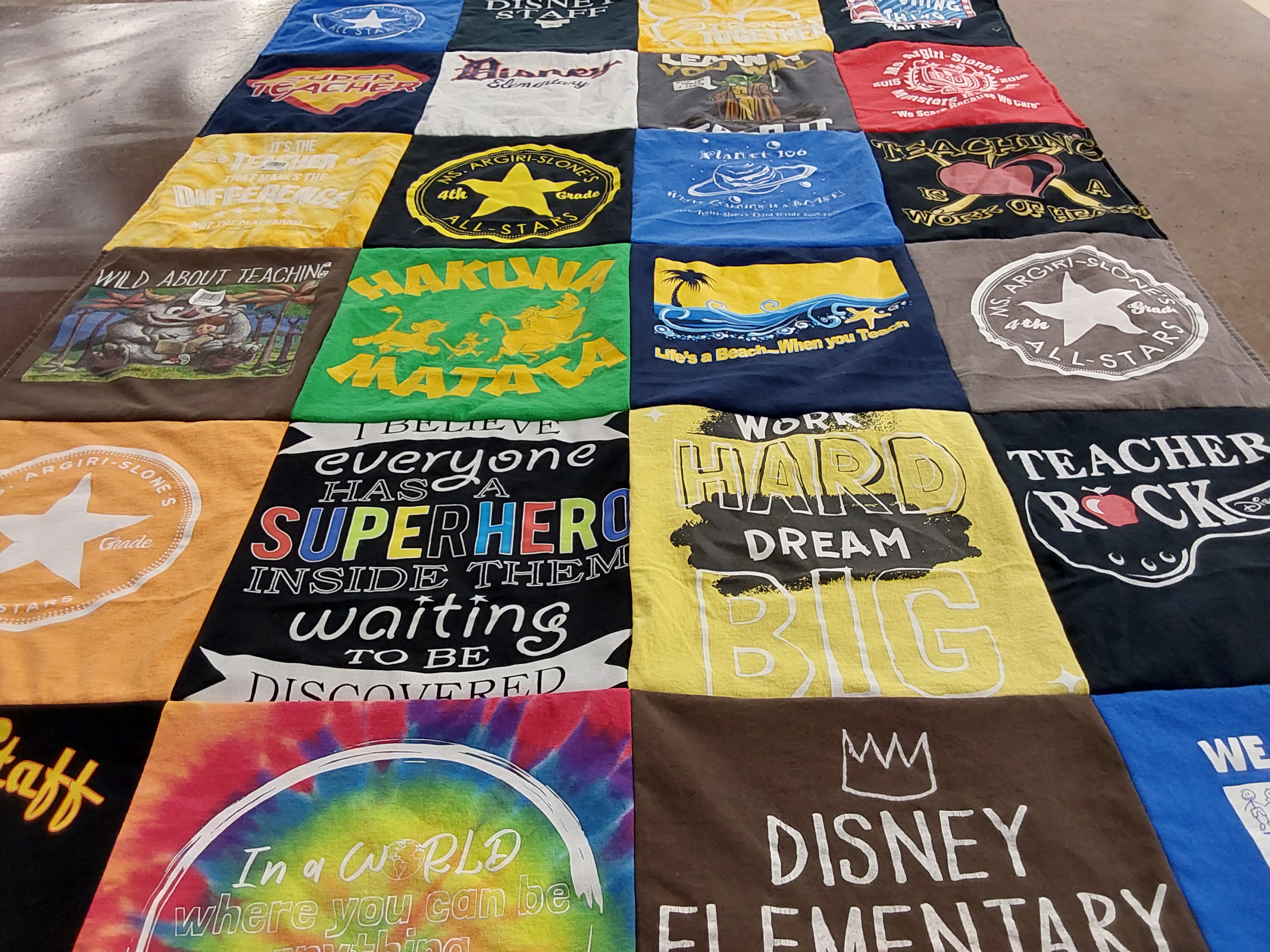 T-shirt quilt from disney elementary by Kim from MI