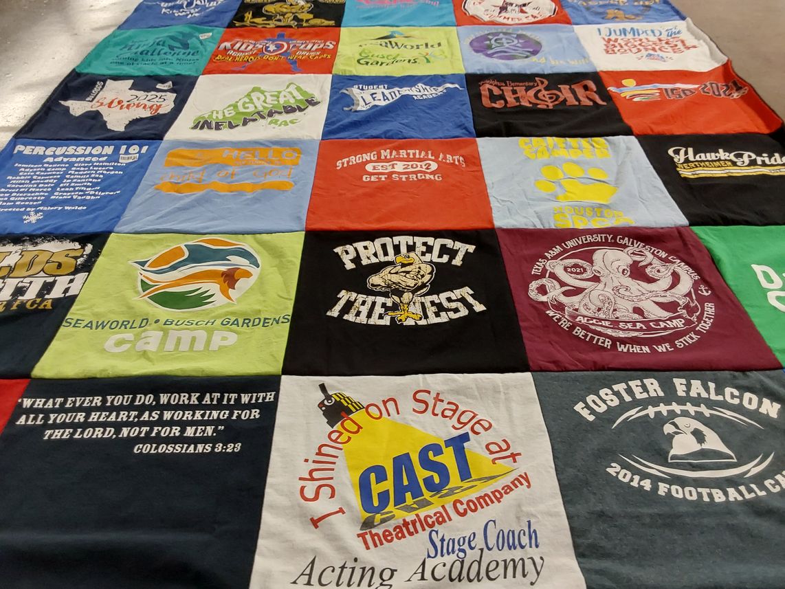 T-shirt quilt featuring foster falcons football by Lupe from TX