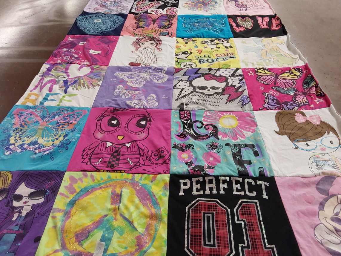 T-shirt quilt from monroe high school by Suzanne from NY