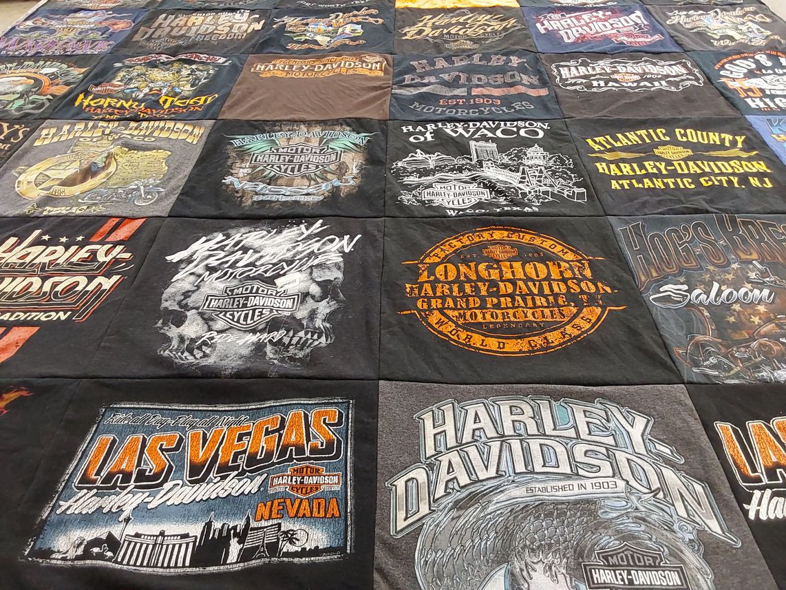 T-shirt quilt with motorcycles themes by Michael from TX