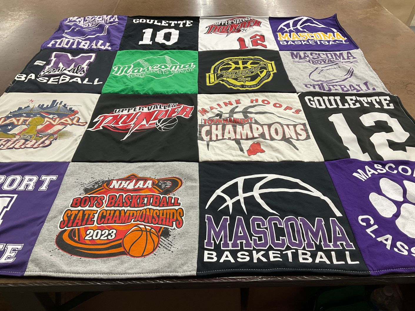 T-shirt quilt featuring upper valley thunder, mascoma basketball by Sara from NH