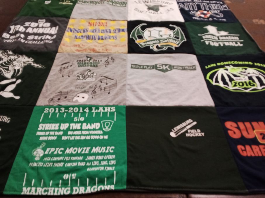 T-shirt quilt featuring lewisburg marching dragons, lewisburg field hockey by Abigail from PA