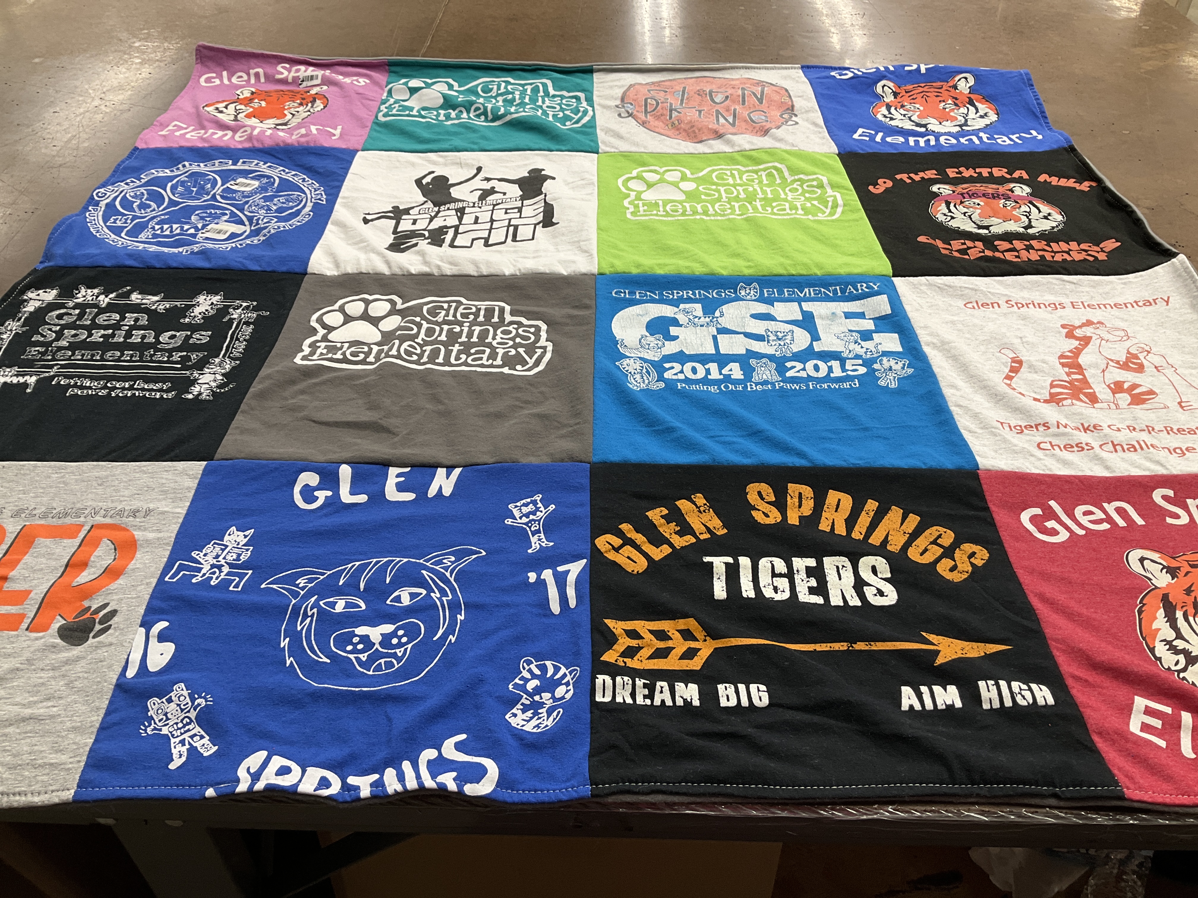 T-shirt quilt featuring glen springs tigers by Toni from FL