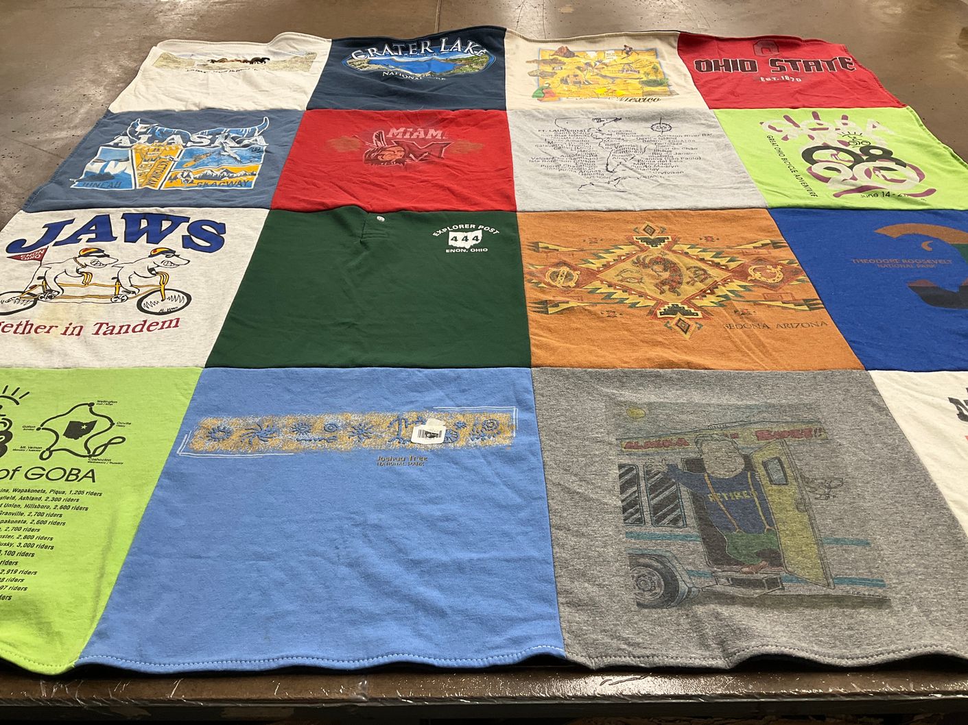 T-shirt quilt from ohio state university, miami university by Janice from OH