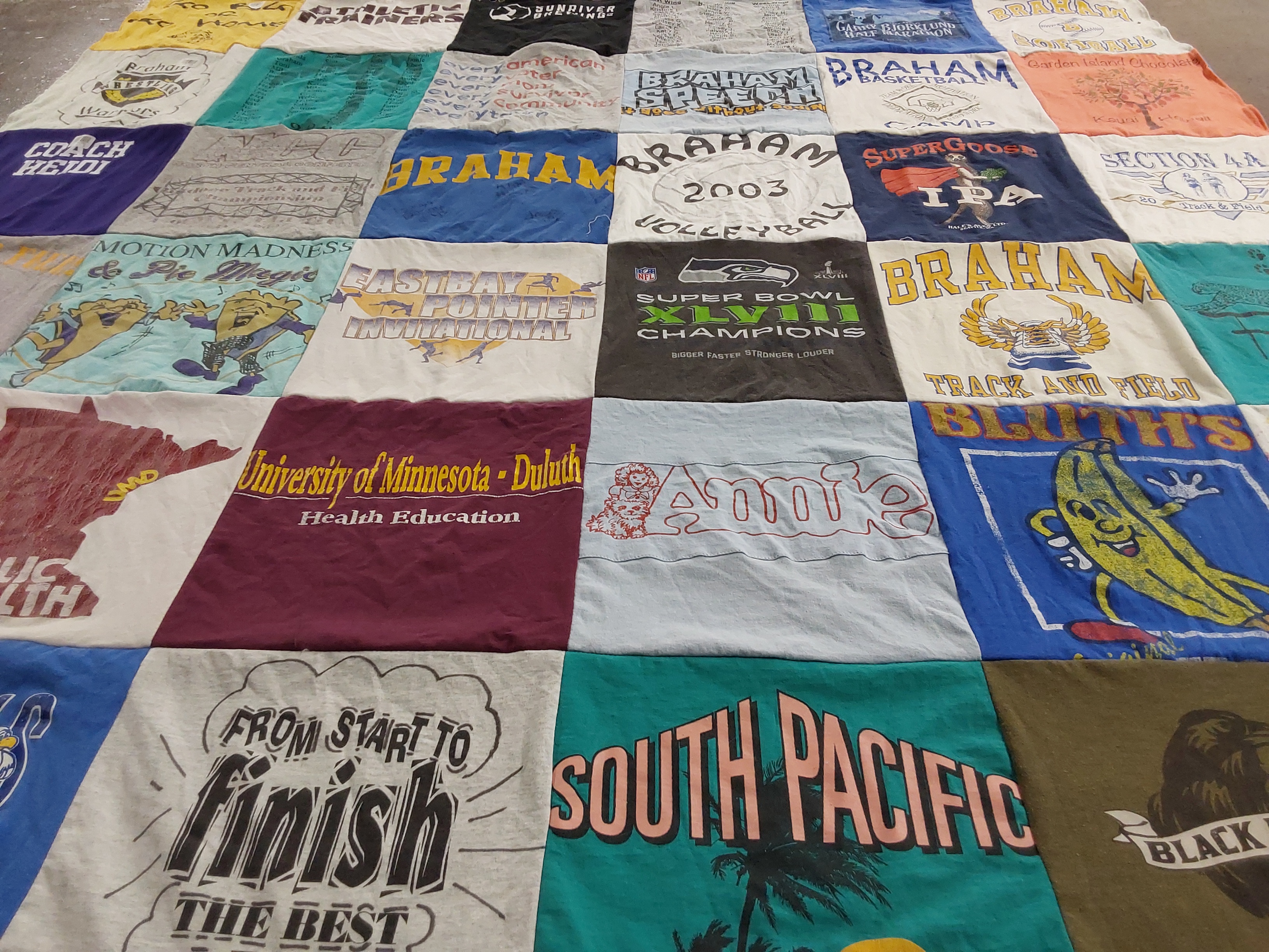 T-shirt quilt featuring braham volleyball, braham basketball by Heidi from WA