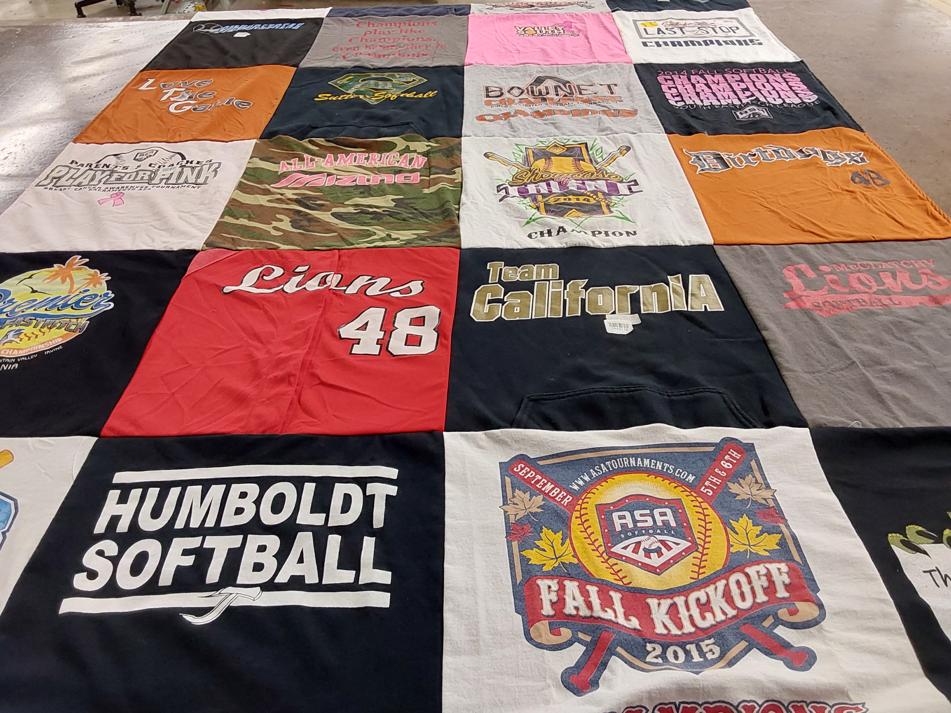 T-shirt quilt featuring lions softball by Jeanne from CA