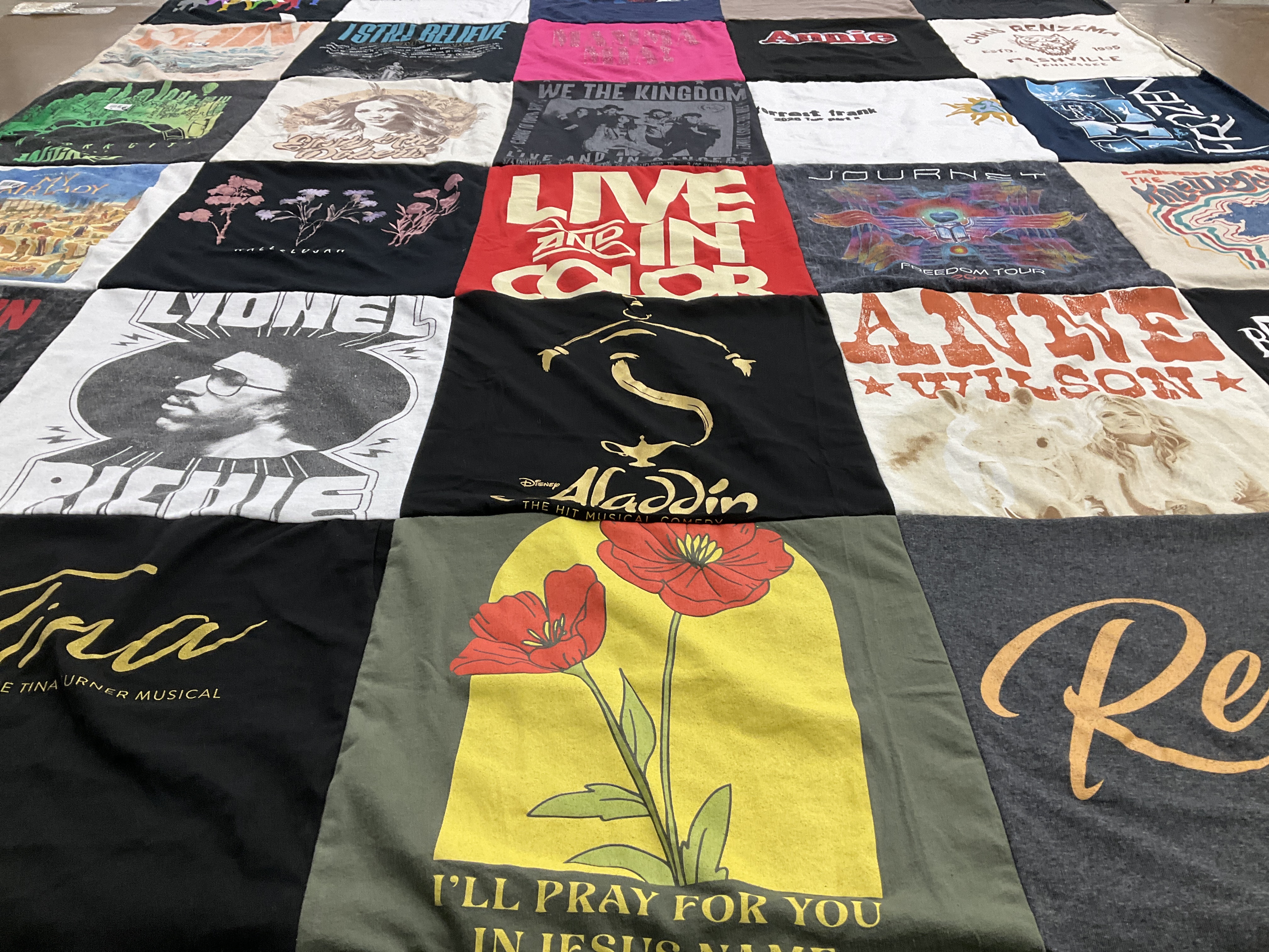 T-shirt quilt with music, theater themes by Stacy from AL