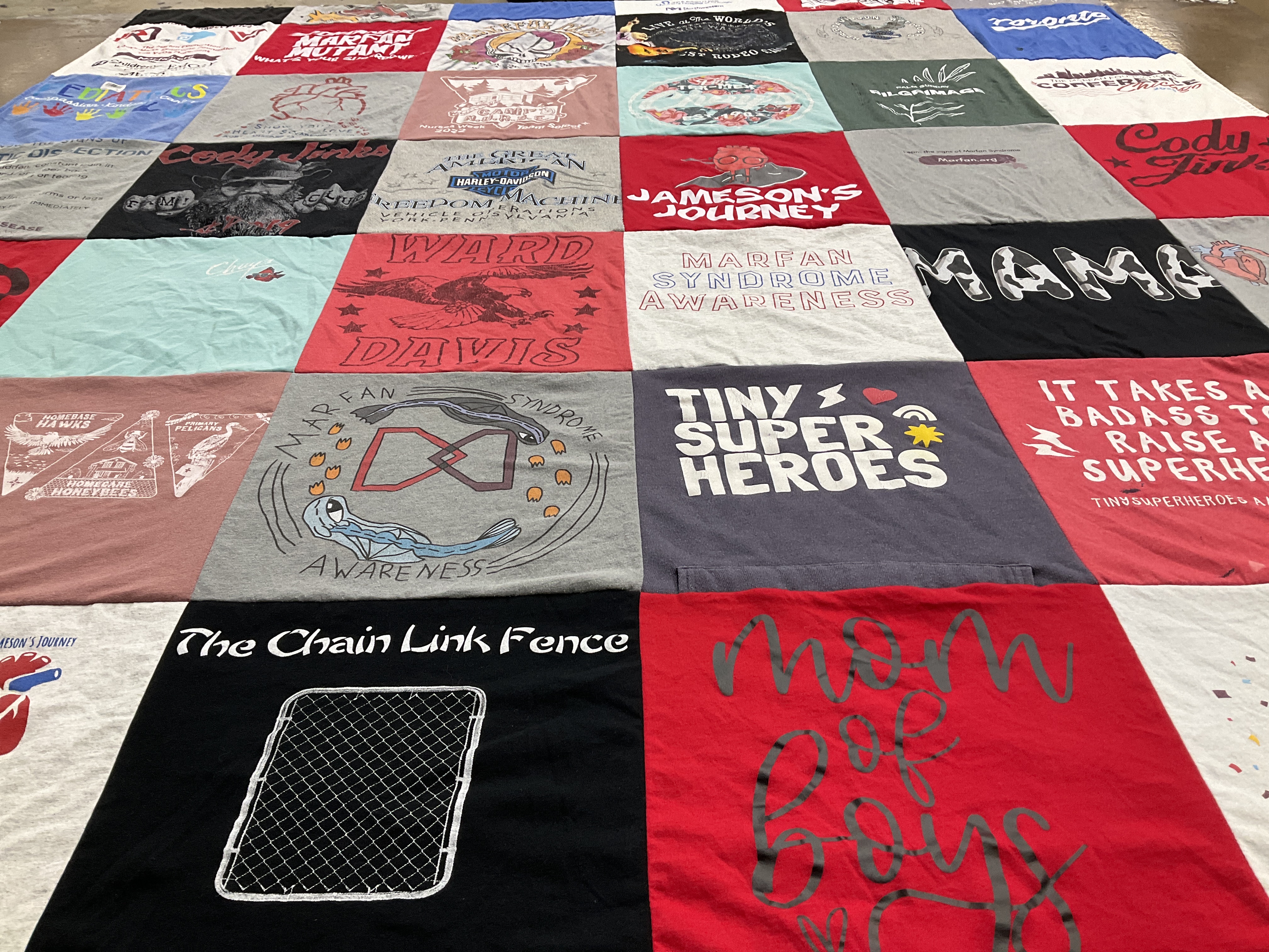 T-shirt quilt with awareness, parenting themes by Amanda from IL
