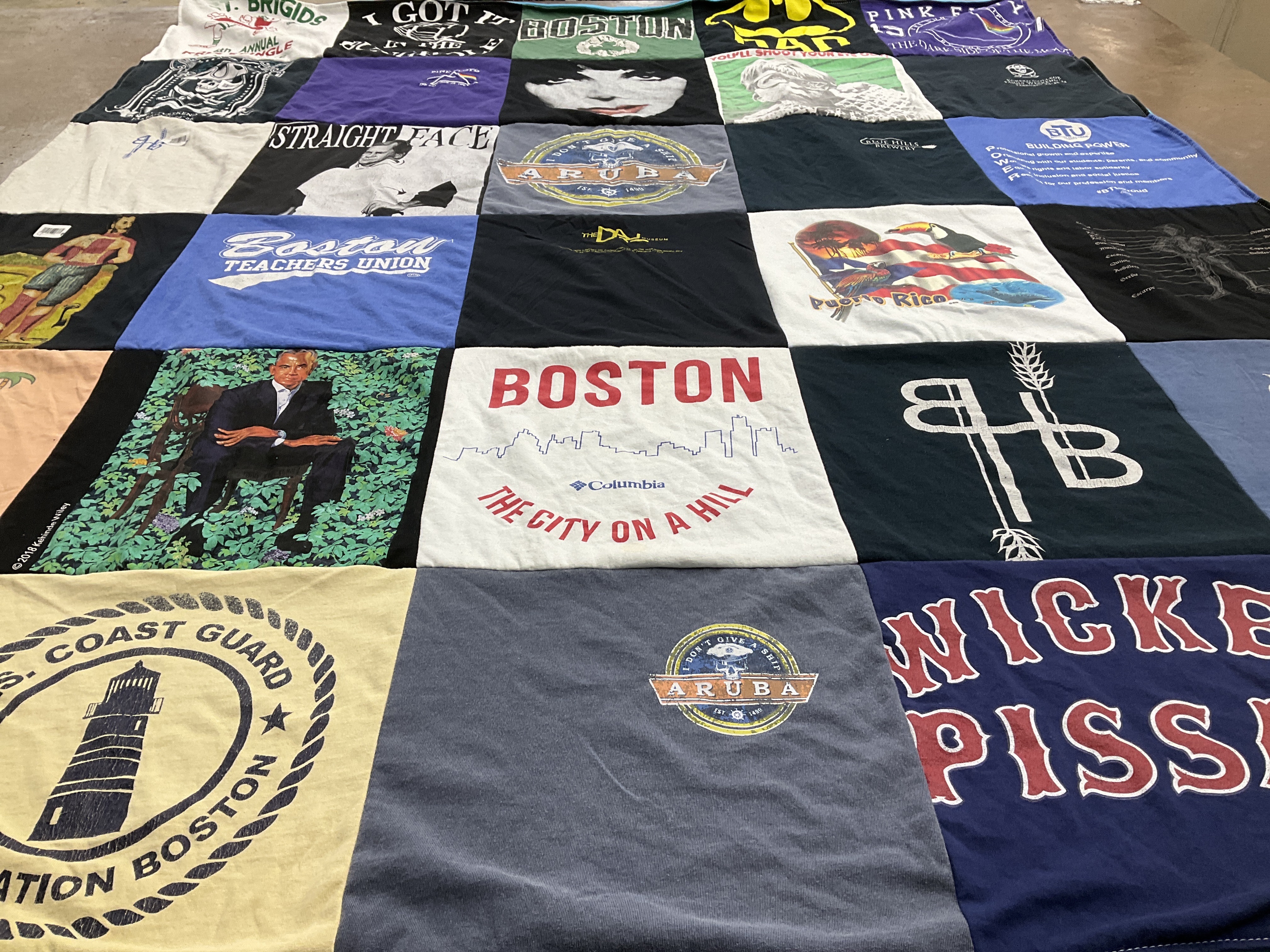 T-shirt quilt with travel, education themes by Lisa from MA