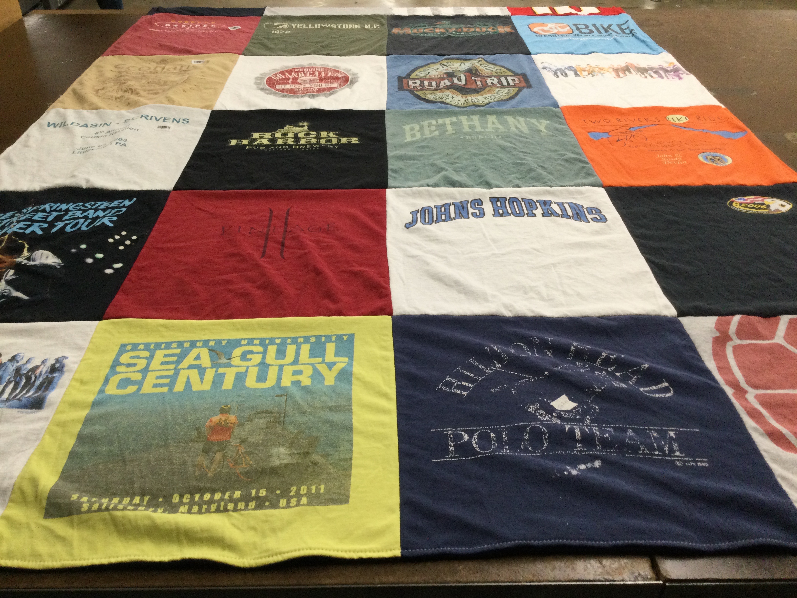 T-shirt quilt from salisbury university, johns hopkins university by Molly from MA