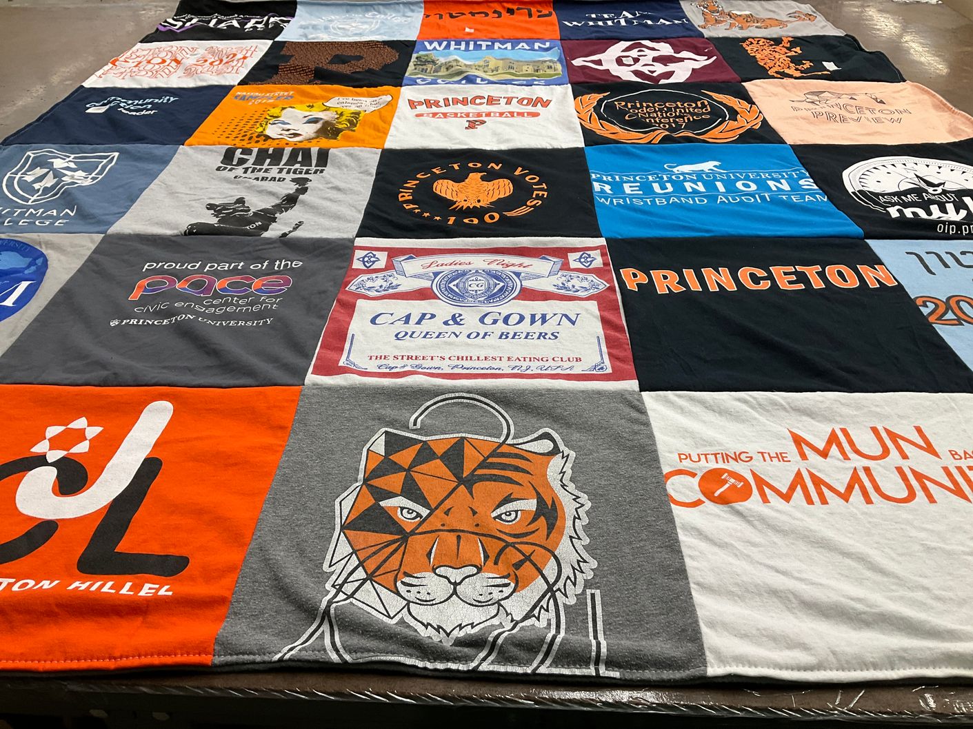 T-shirt quilt from princeton university, whitman college by Emma from NJ