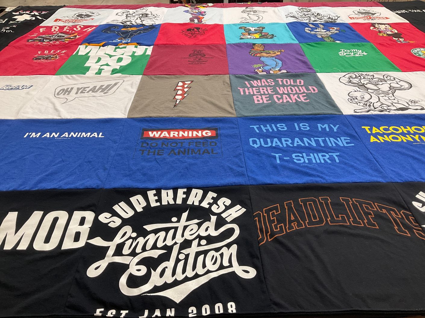 T-shirt quilt with fitness, humor themes by Matt from TX