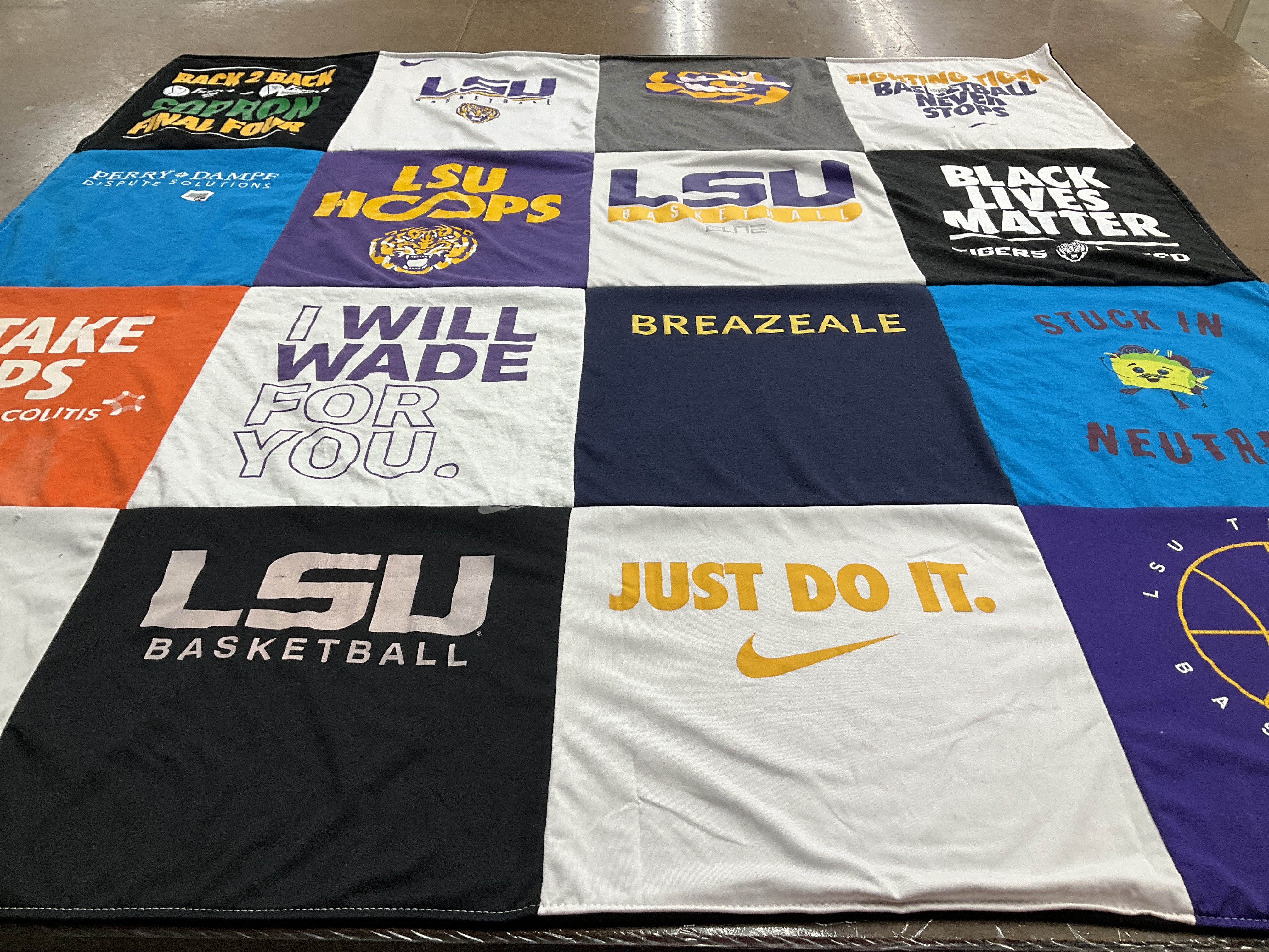 T-shirt quilt featuring louisiana state university basketball by Mary Katherine from LA
