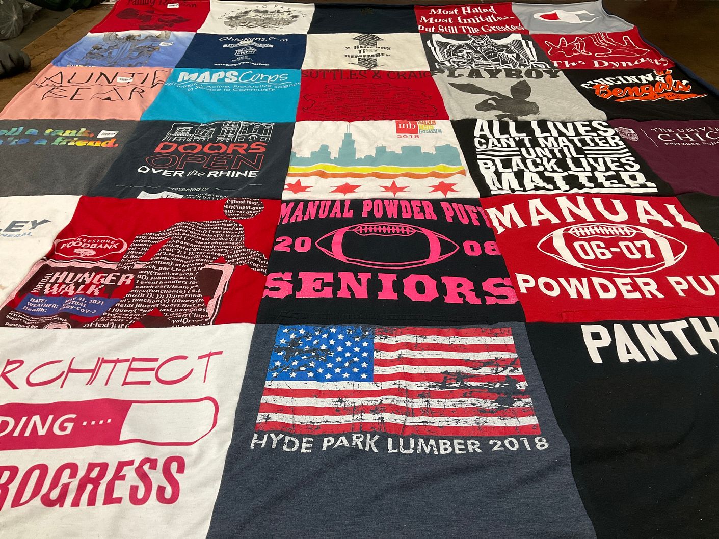 T-shirt quilt featuring manual high school warriors, cincinnati bengals by Stephanie from TX