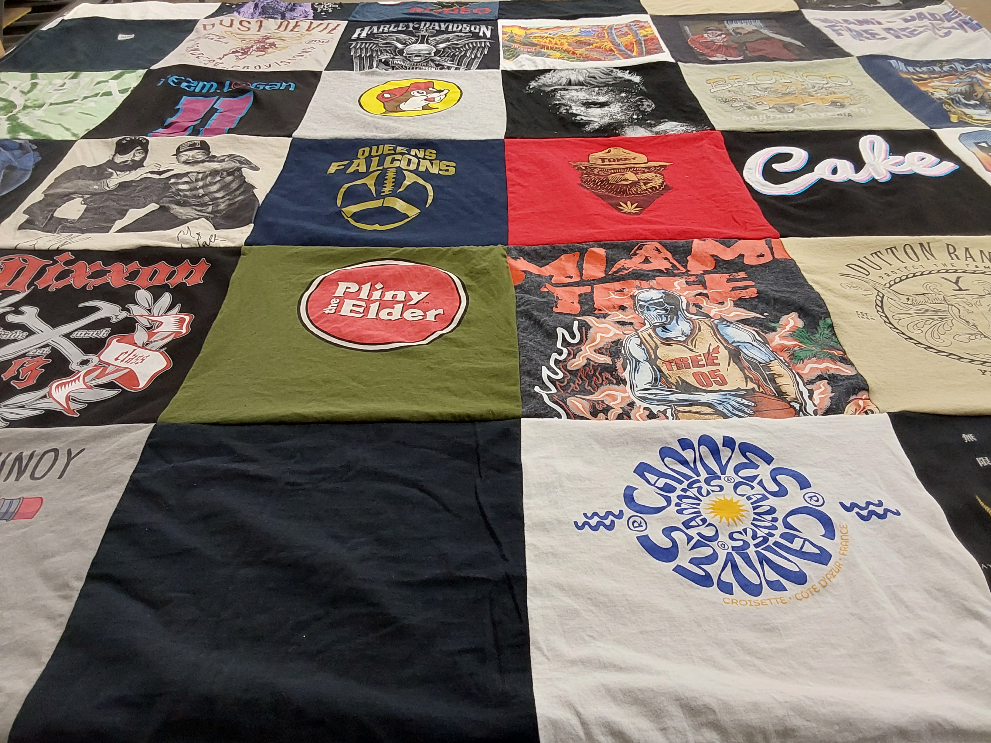 T-shirt quilt featuring queens falcons by Jacob from FL