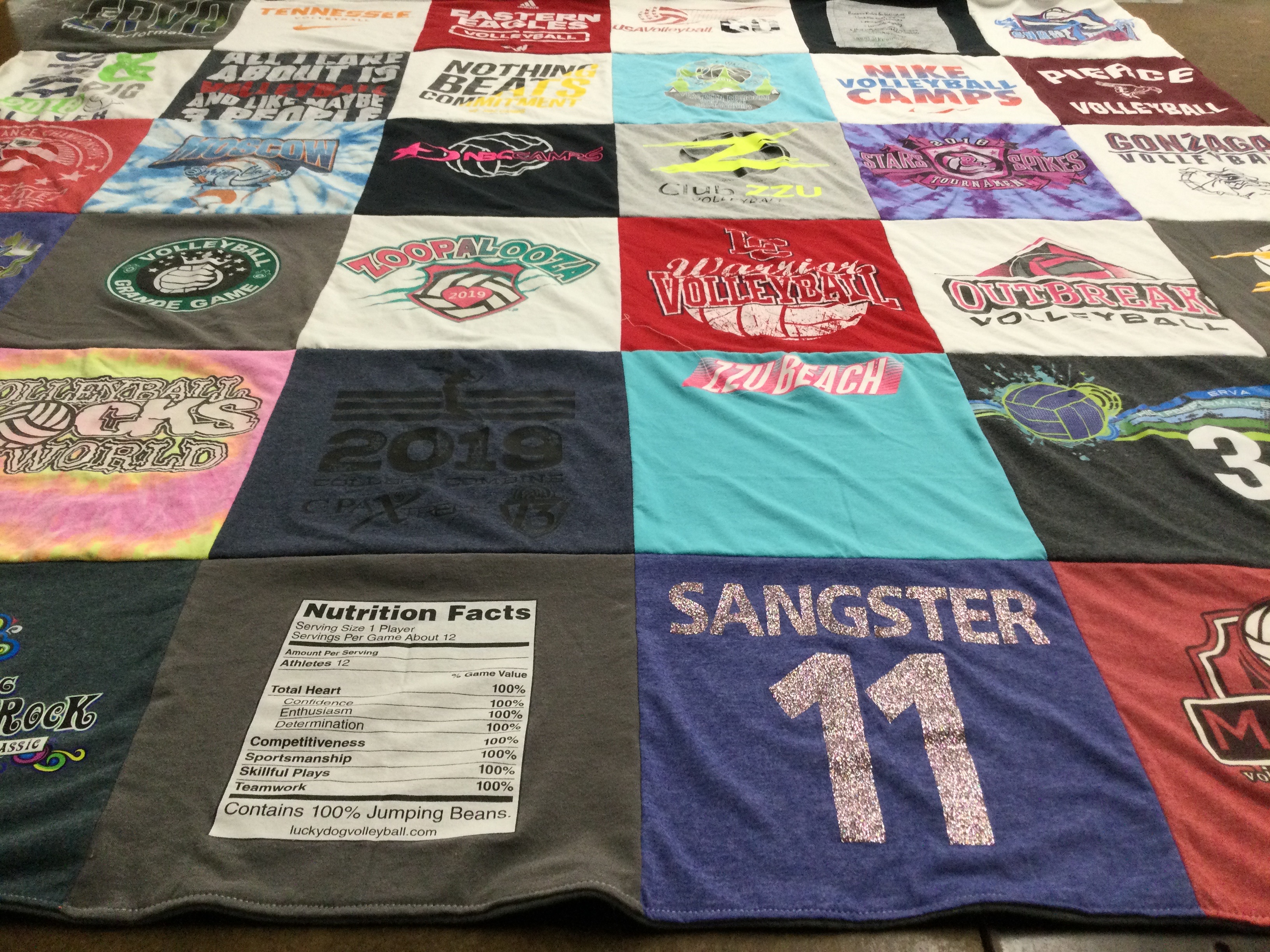 T-shirt quilt featuring ezu beach volleyball by Sangster from WA