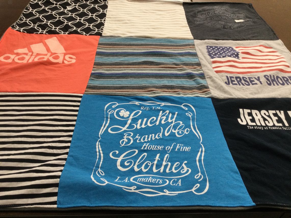 T-shirt quilt with fashion, sports themes by Mindy from NJ