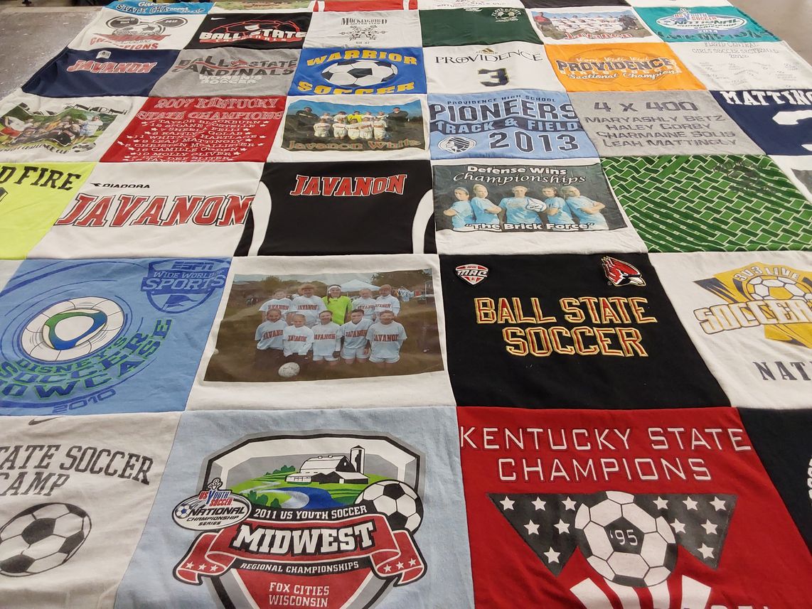 T-shirt quilt featuring javanon soccer, ball state soccer by Cindy from IN