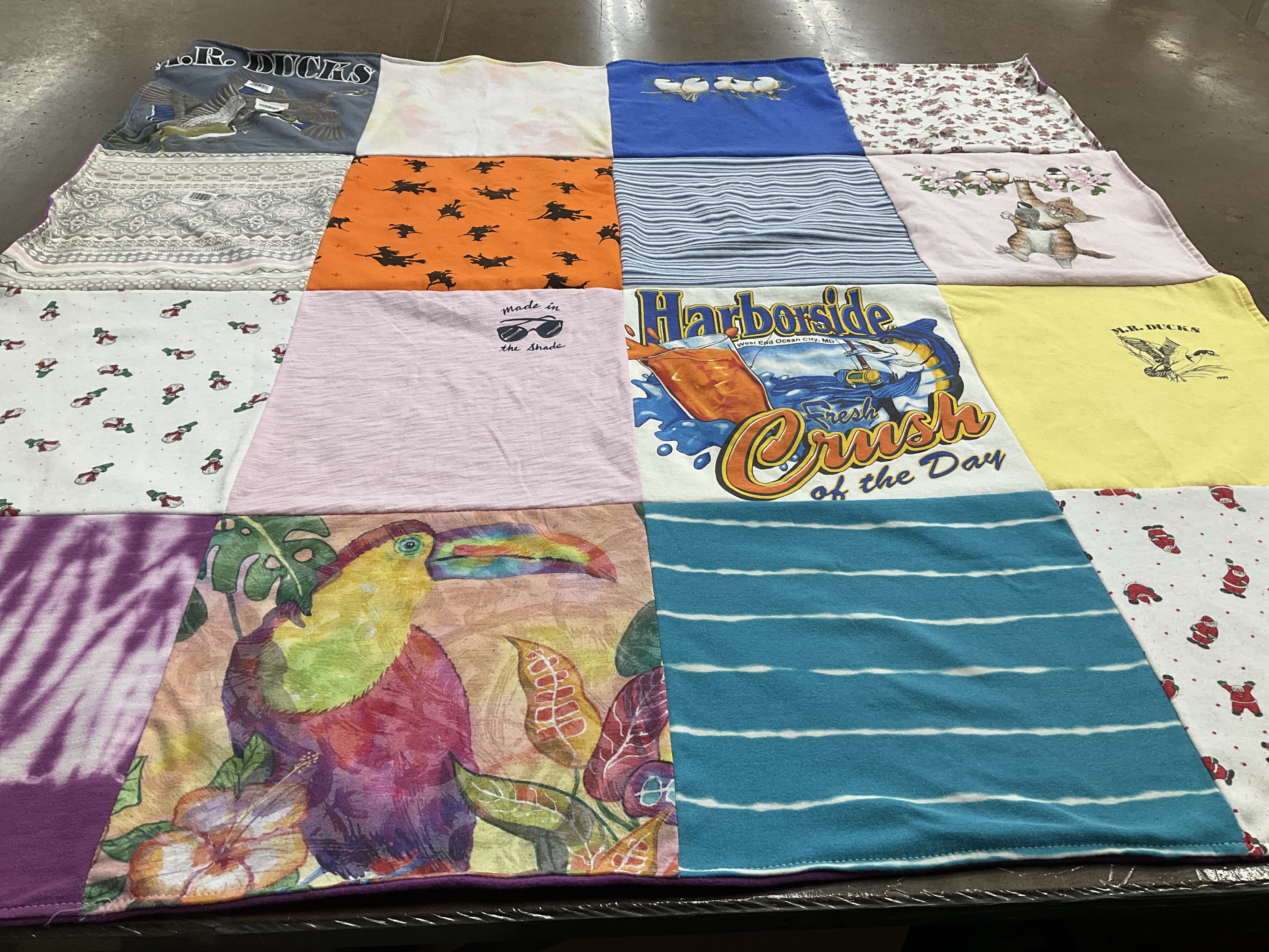 T-shirt quilt with beach, tropical themes by Sandra from PA