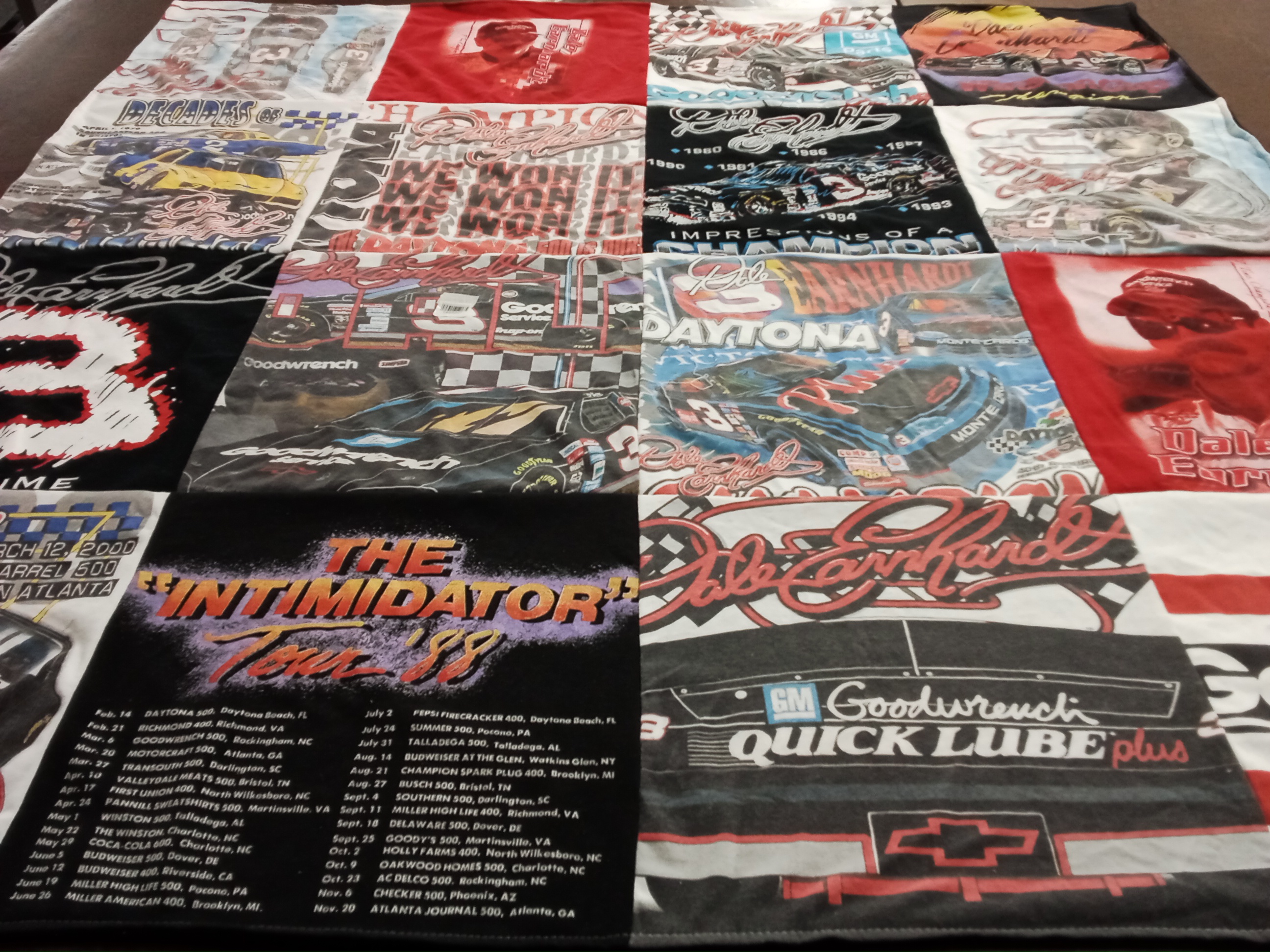 T-shirt quilt with nascar, auto racing themes by Kristina from KY