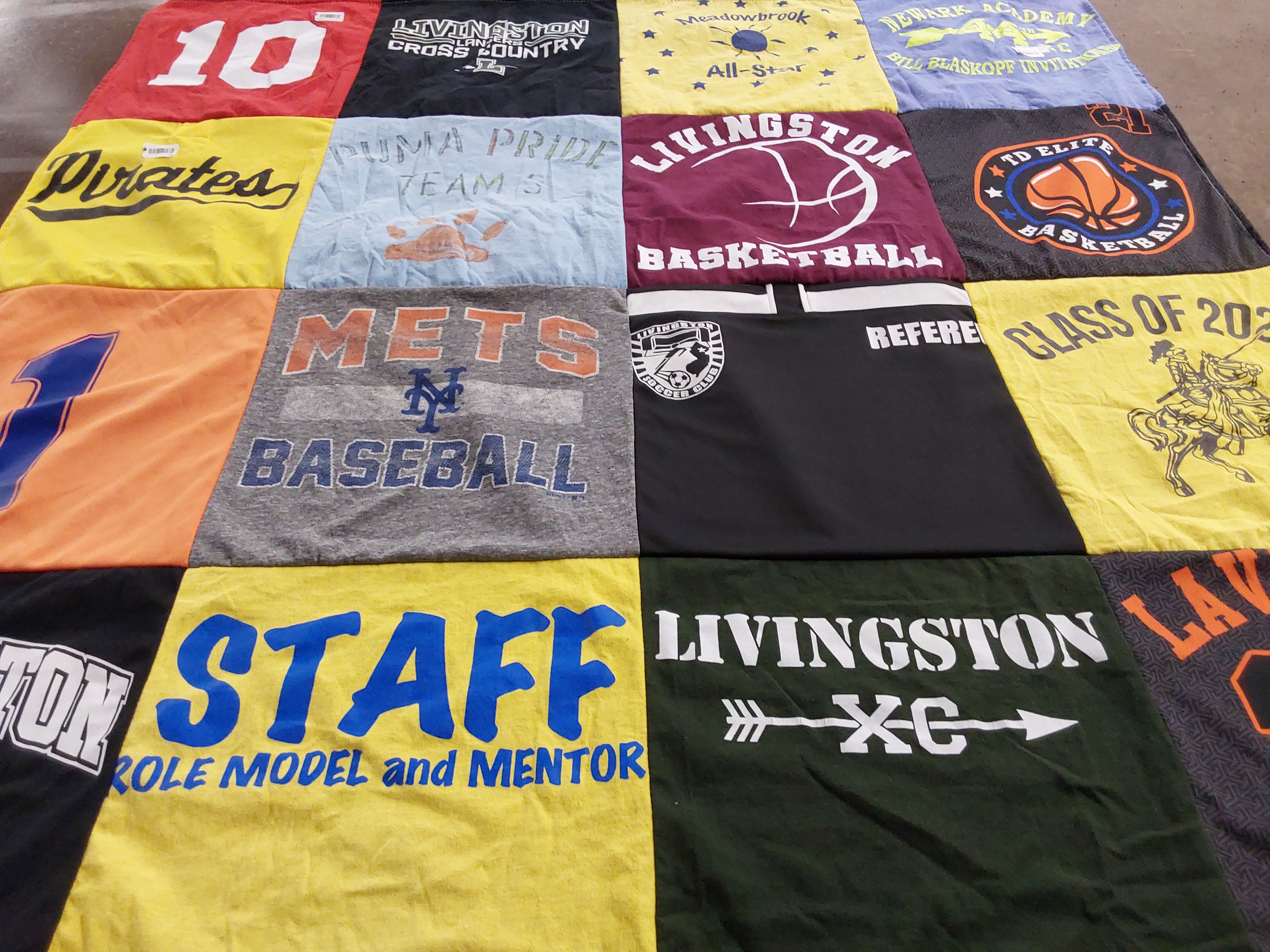 T-shirt quilt featuring livingston basketball, livingston cross country by Robyn from NJ