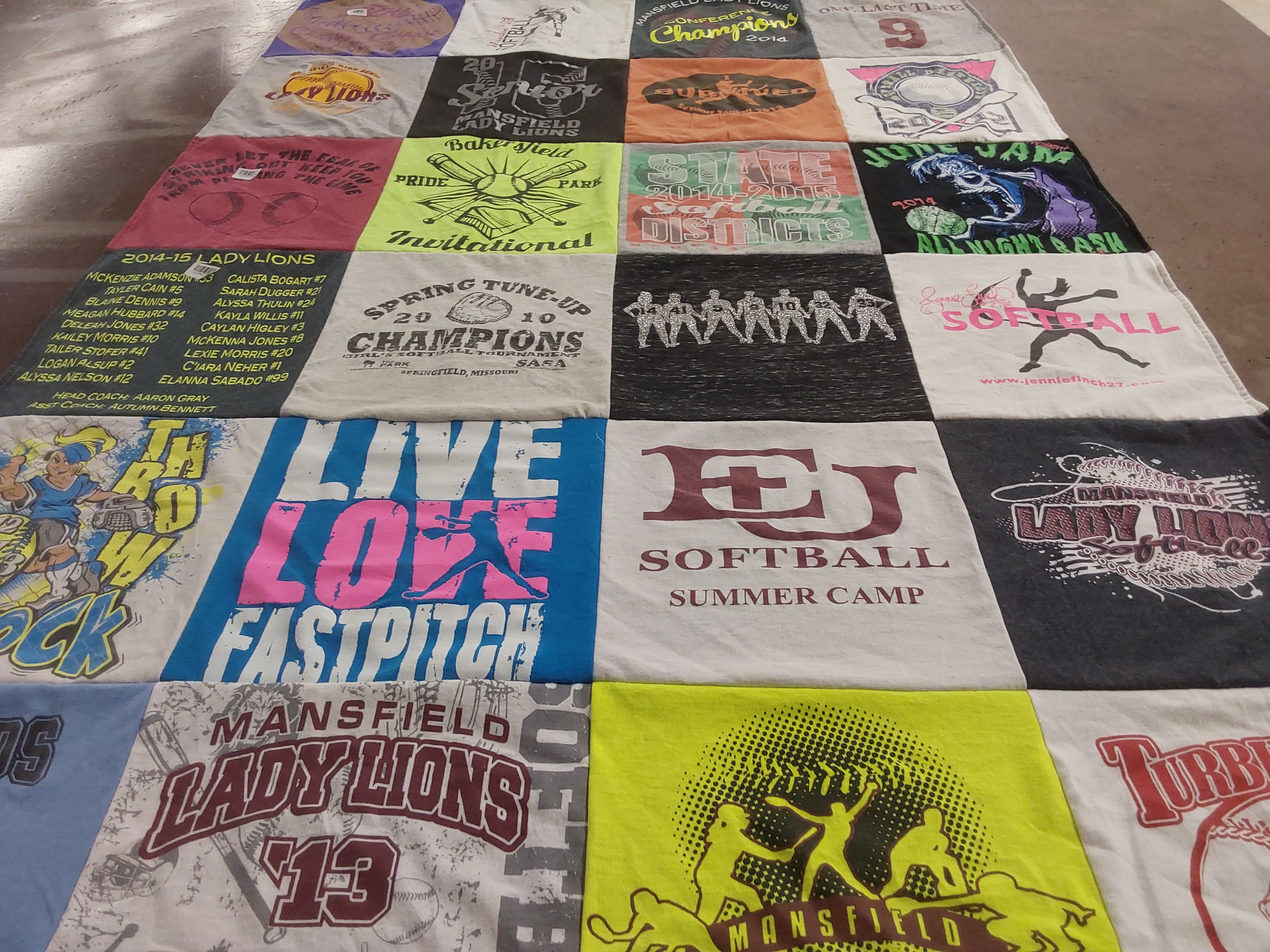 T-shirt quilt featuring lady lions softball by Brooke from MO