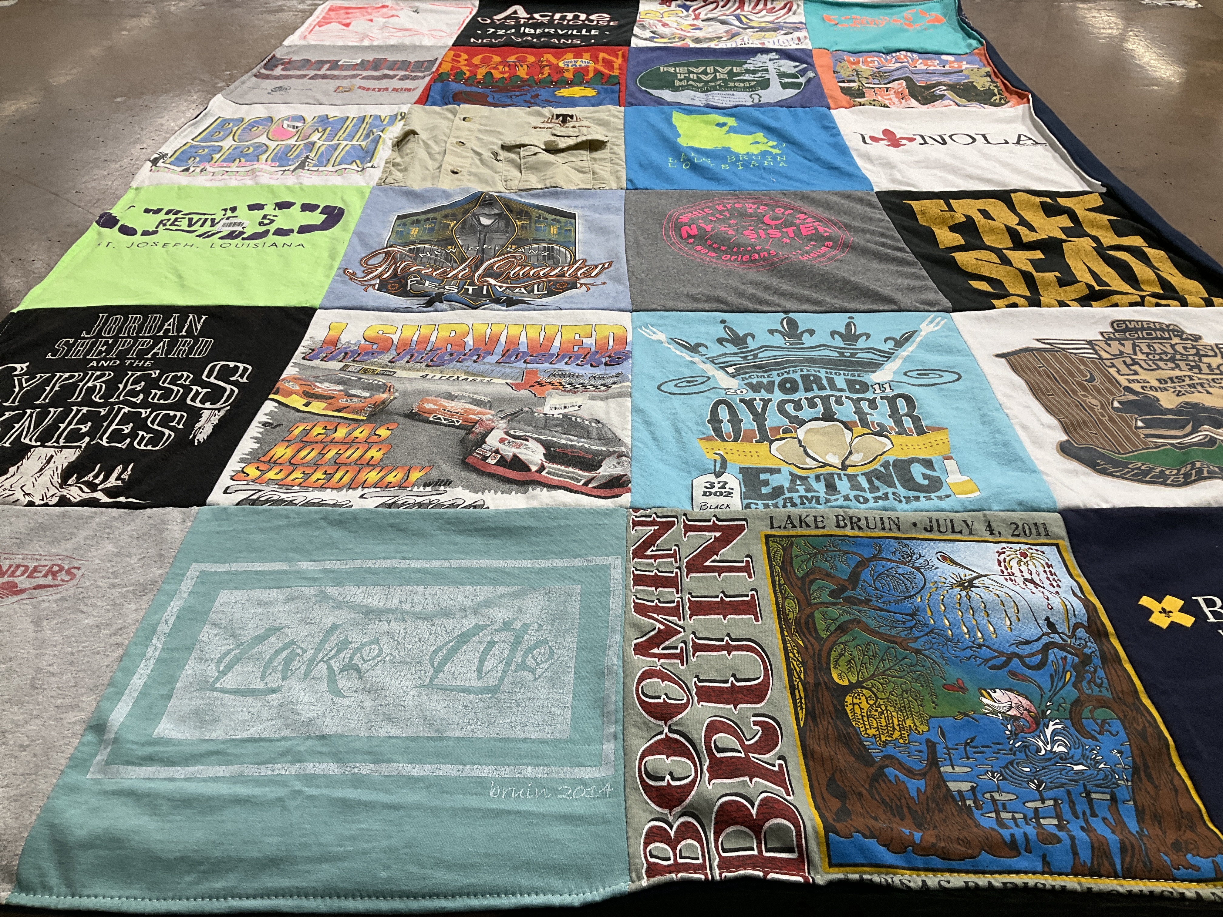 T-shirt quilt with fishing, swimming themes by Amanda from LA