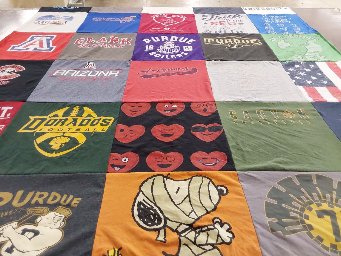T-shirt quilt featuring purdue university, arizona wildcats by Angela from AZ
