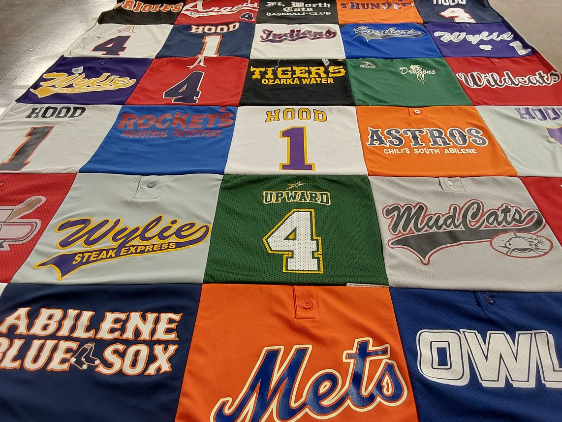 T-shirt quilt featuring mudcats, wildcats by Jeff from TX