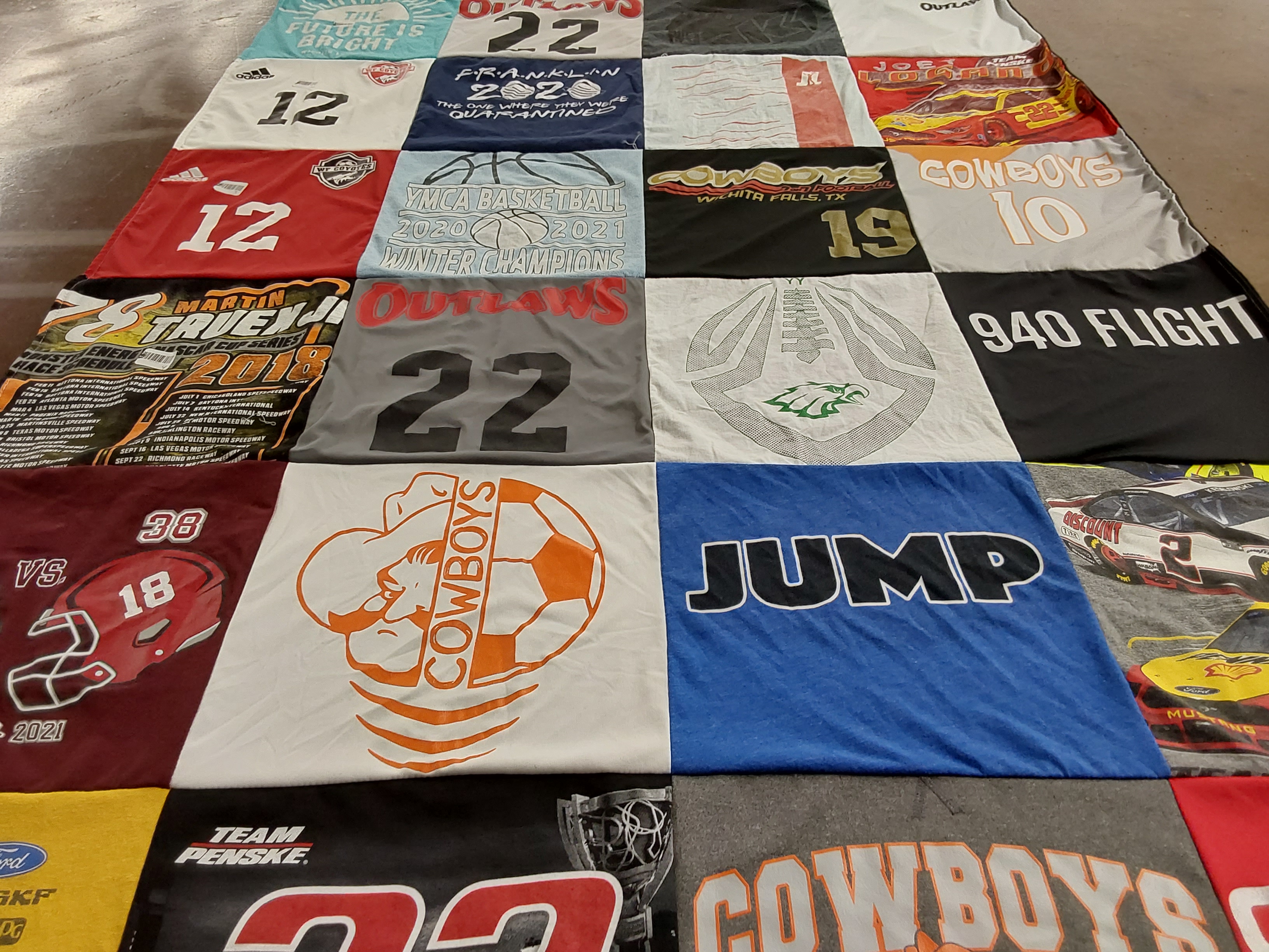 T-shirt quilt featuring wichita falls cowboys by Shannon from TX