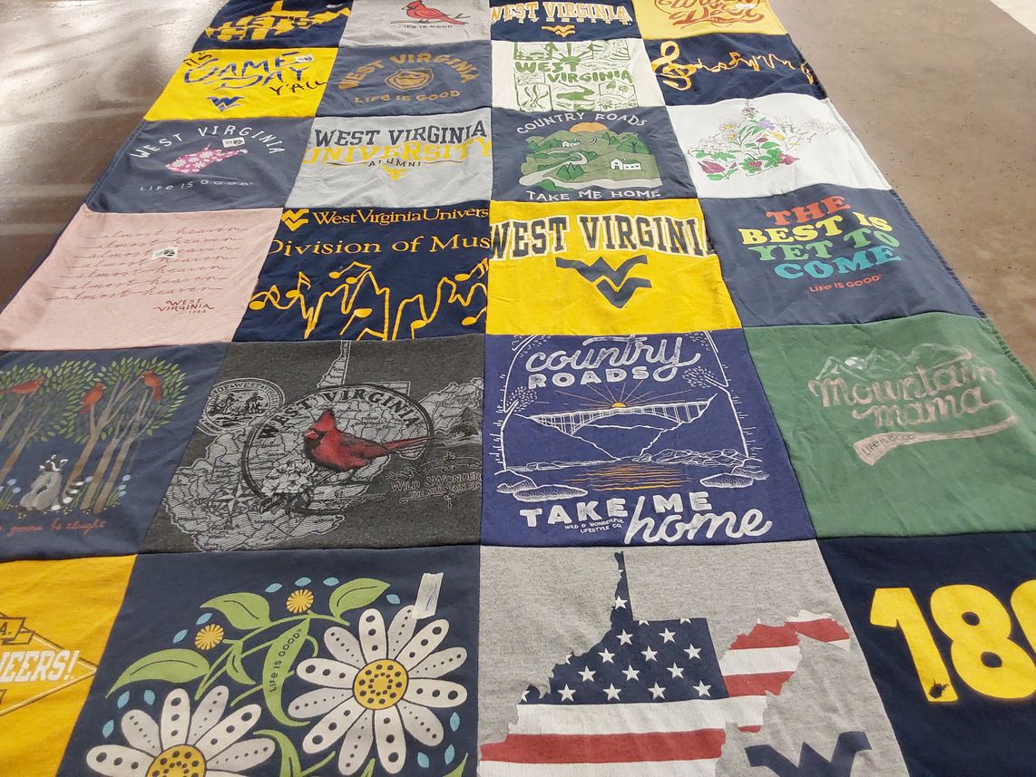 T-shirt quilt from west virginia university by Jayne from VA