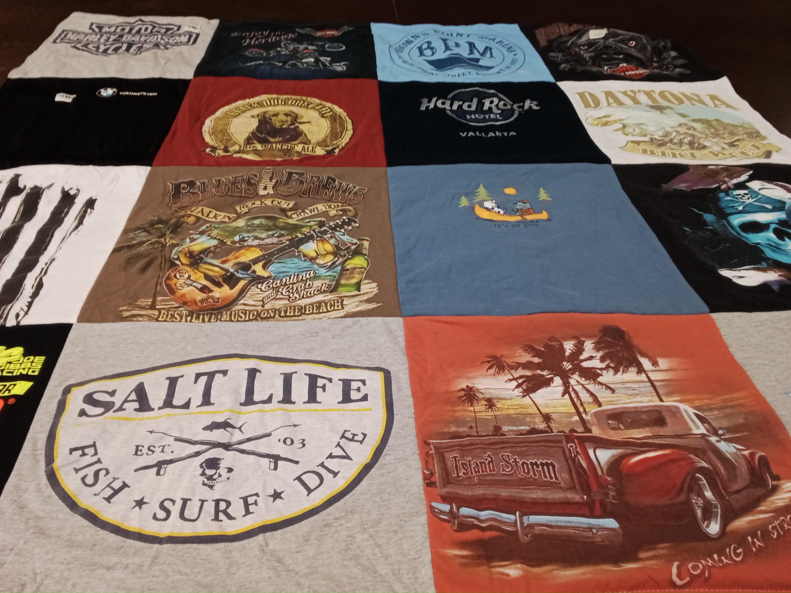 T-shirt quilt with music, beach themes by Michele from NJ
