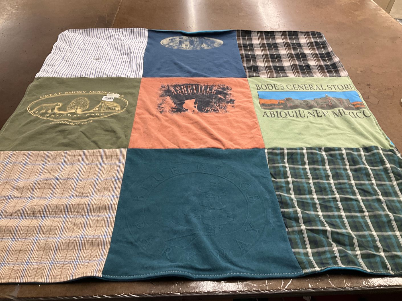 T-shirt quilt with travel, national parks themes by Stefanie from TX