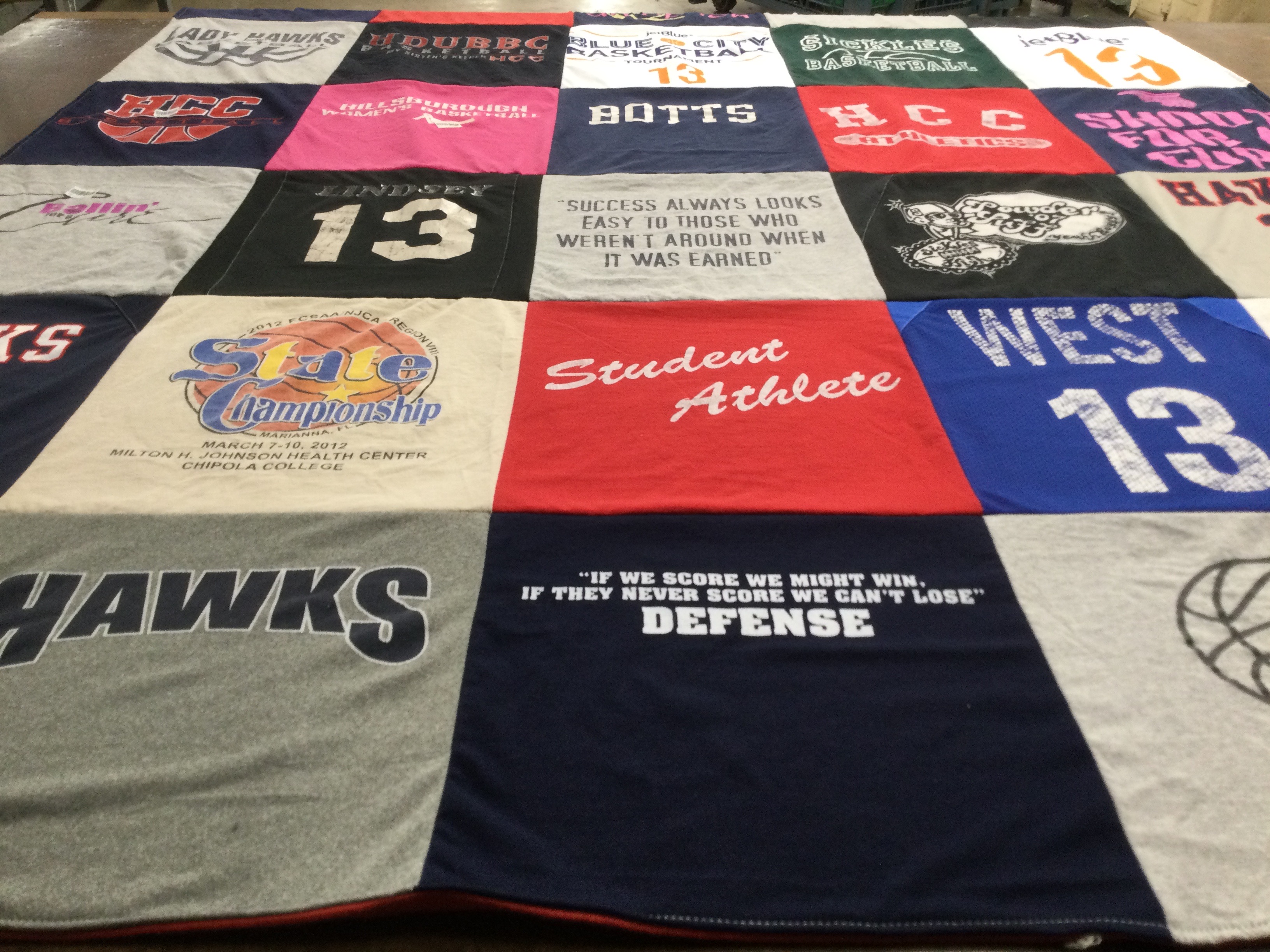 T-shirt quilt featuring hawks by Veronica from FL