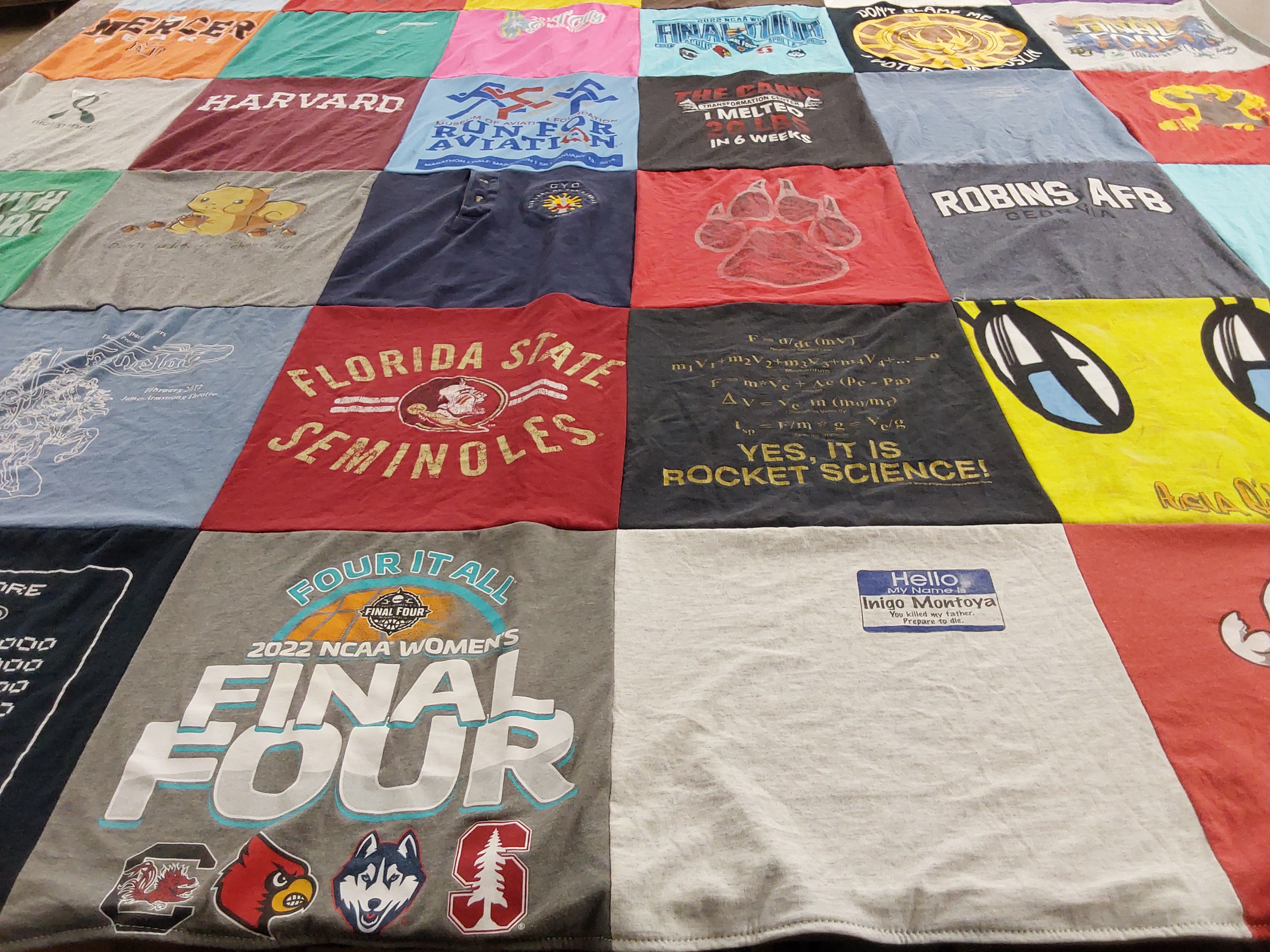 T-shirt quilt featuring 2022 women's final four, florida state seminoles by Ellen from NM
