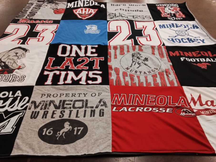 T-shirt quilt featuring mineola mustangs by Lori from NY