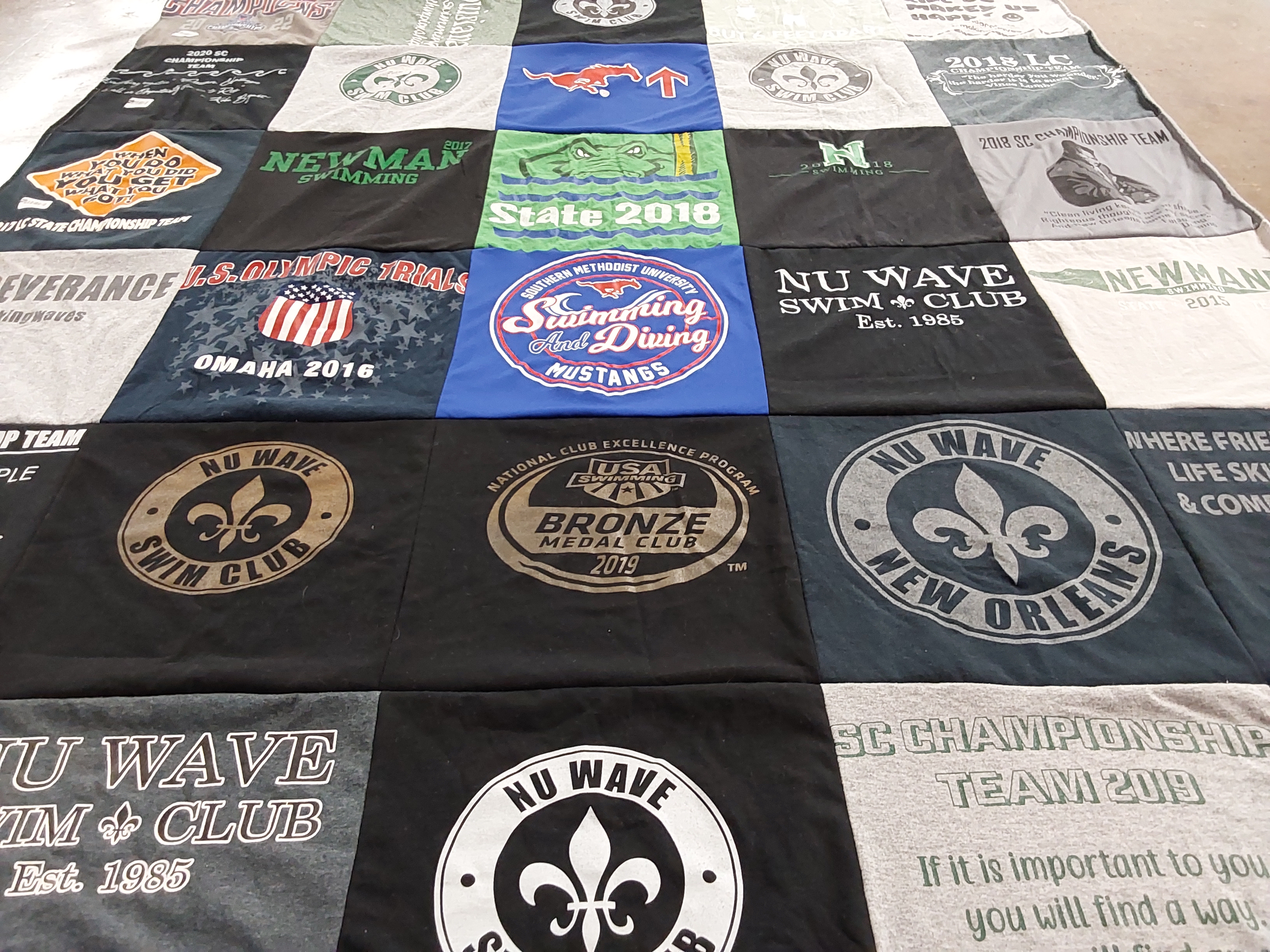 T-shirt quilt featuring nu wave swim club by Angele from LA