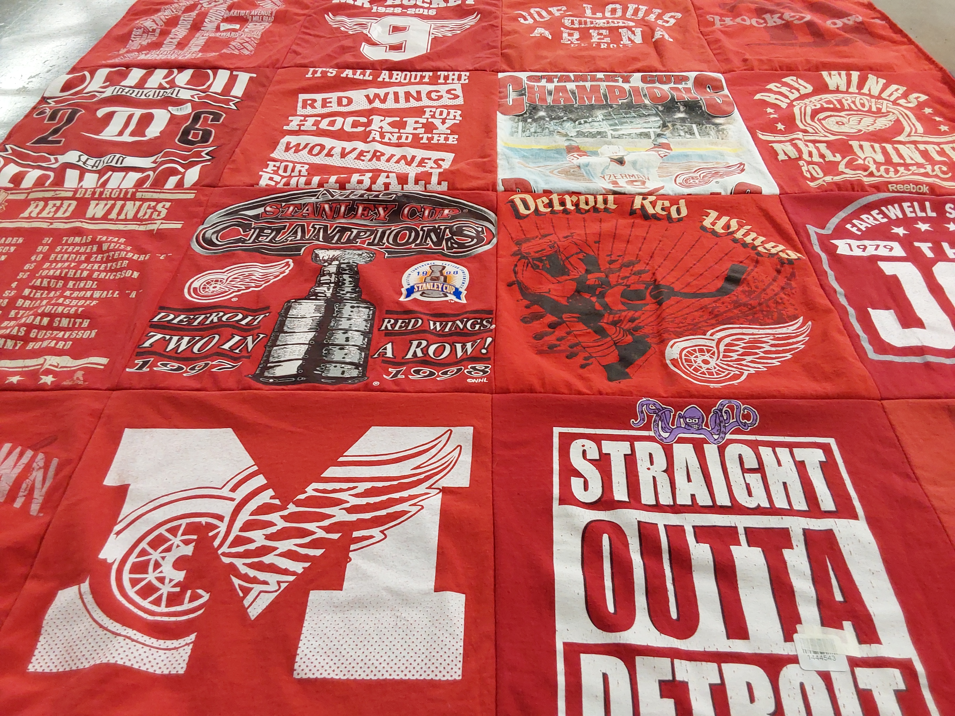 T-shirt quilt featuring detroit red wings by Therese from TX