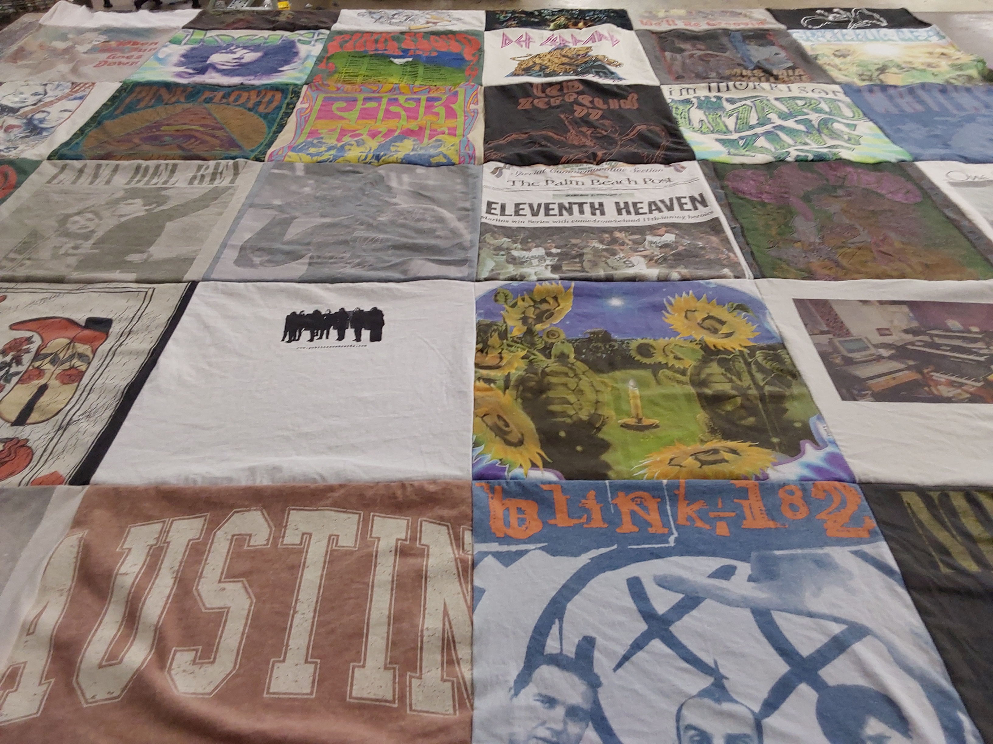 T-shirt quilt with music, rock themes by Christy from GA