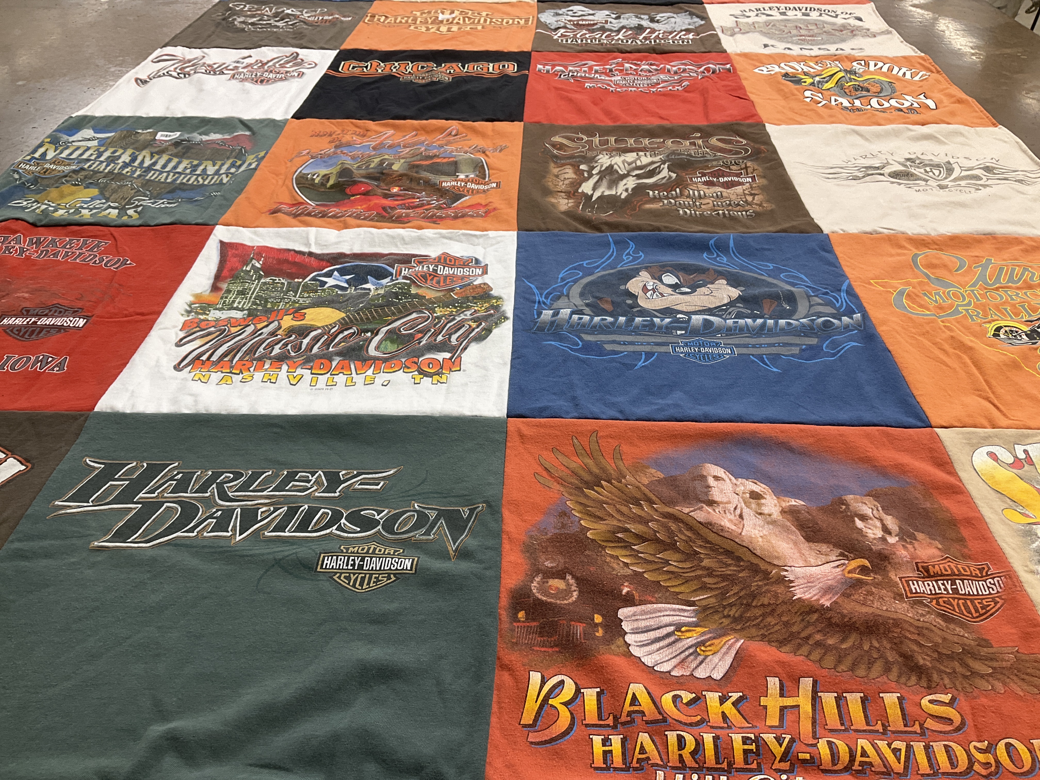 T-shirt quilt with motorcycles, rallies themes by MICHAEL from KS