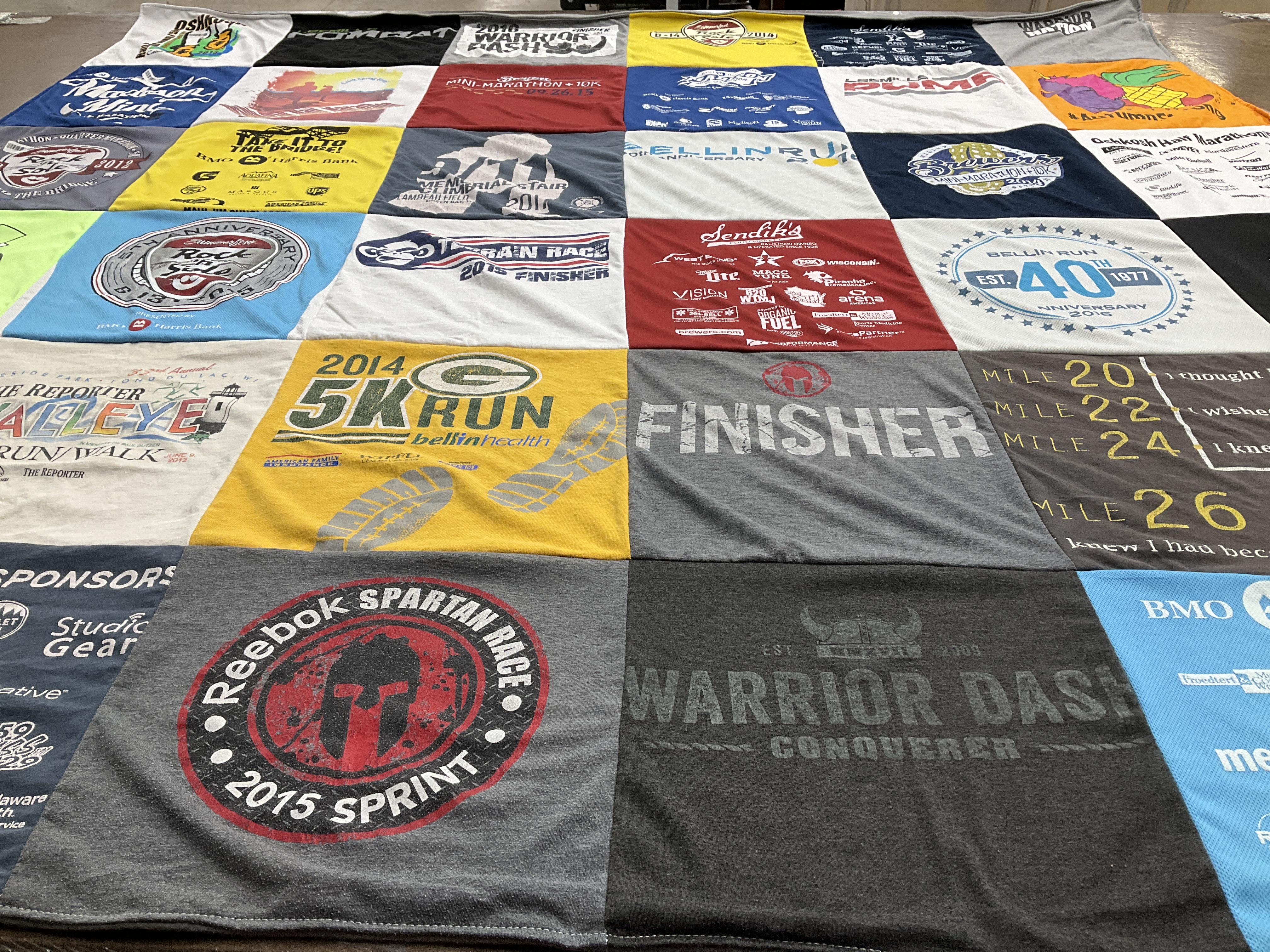T-shirt quilt with running, fitness themes by Jacqueline from WI