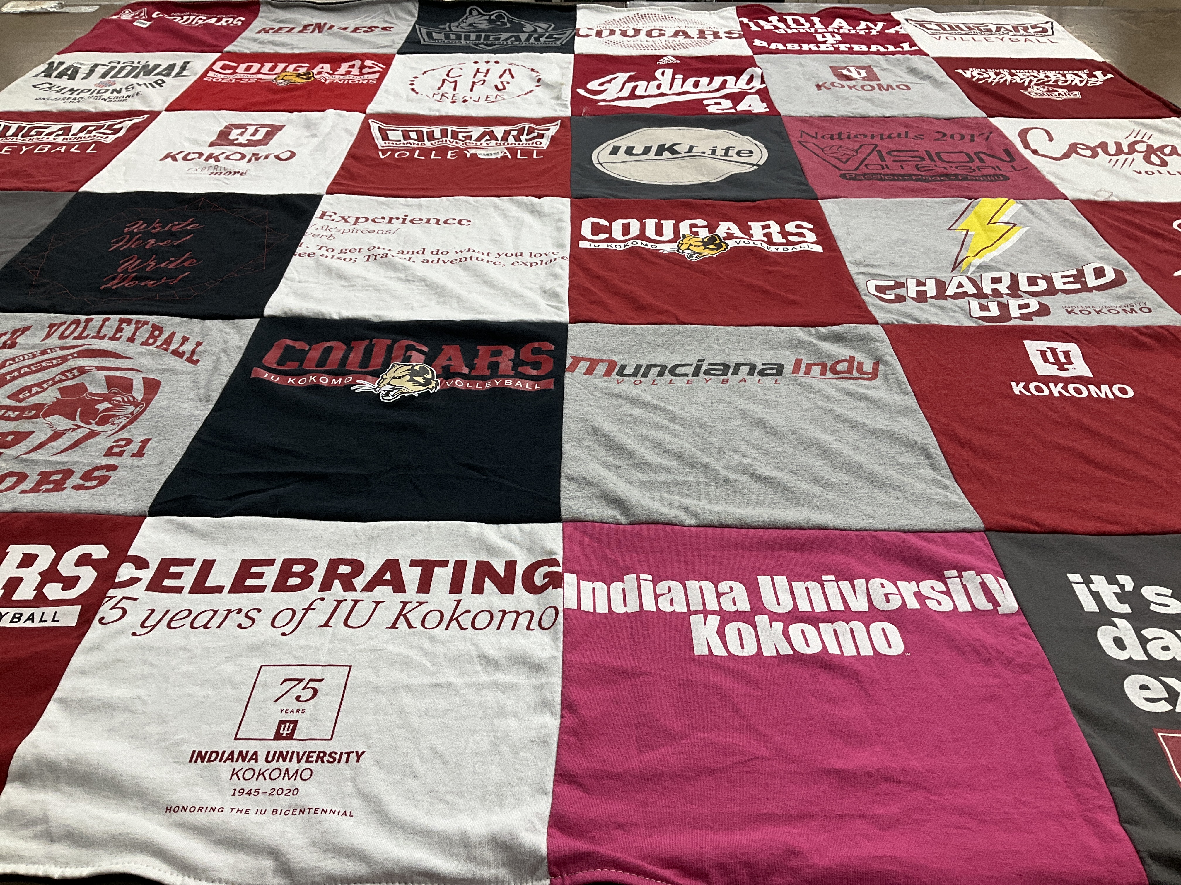 T-shirt quilt featuring cougars, indiana university kokomo volleyball by Lorelei from VA
