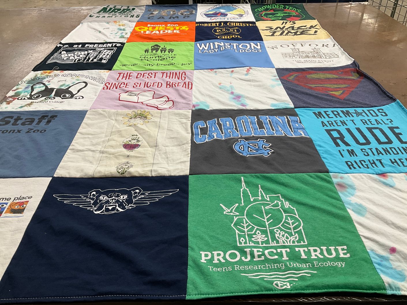 T-shirt quilt featuring wofford college bulldogs by Claire from FL