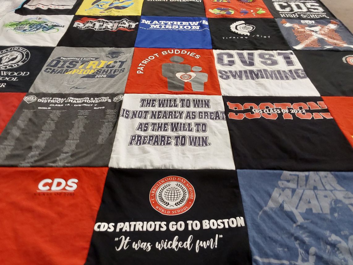 T-shirt quilt from carolina wood day school, cds high school by Kristi from FL