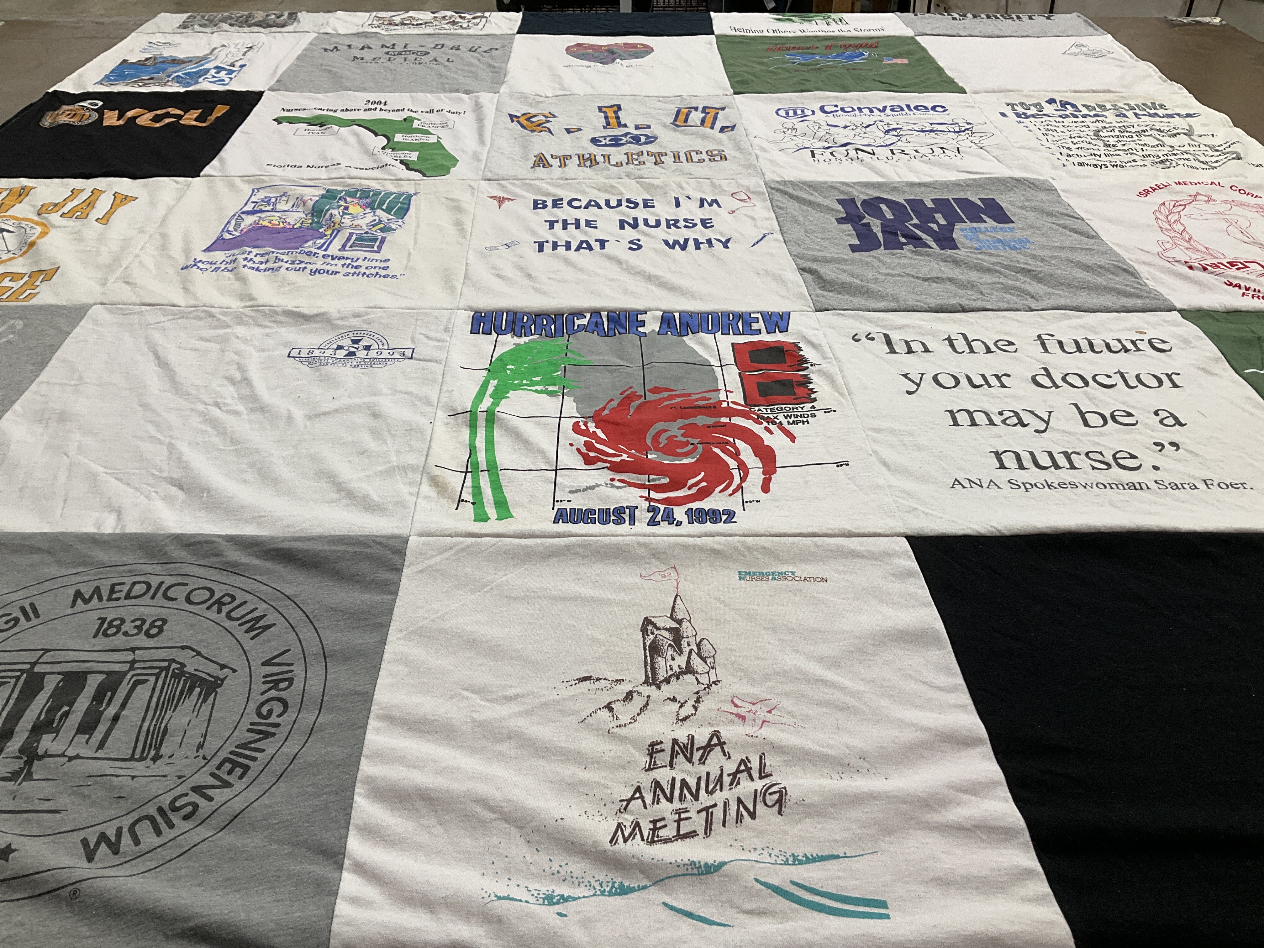 T-shirt quilt from john jay college, virginia commonwealth university by Judith from VA