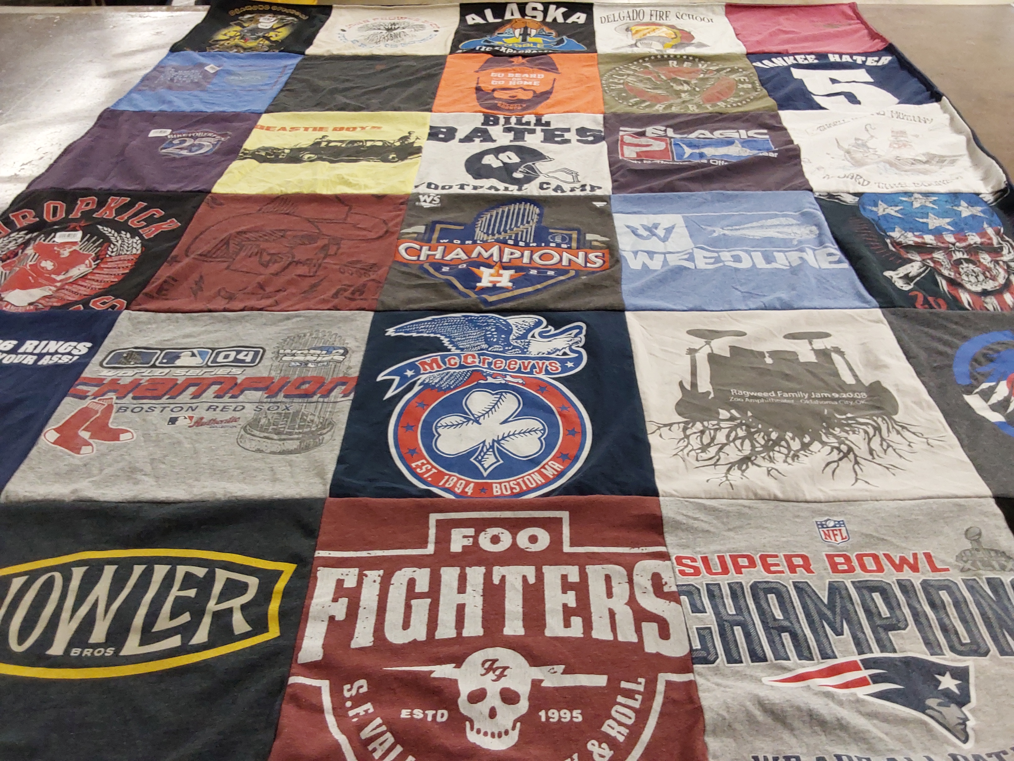 T-shirt quilt featuring boston red sox, new england patriots by Laurie from ME
