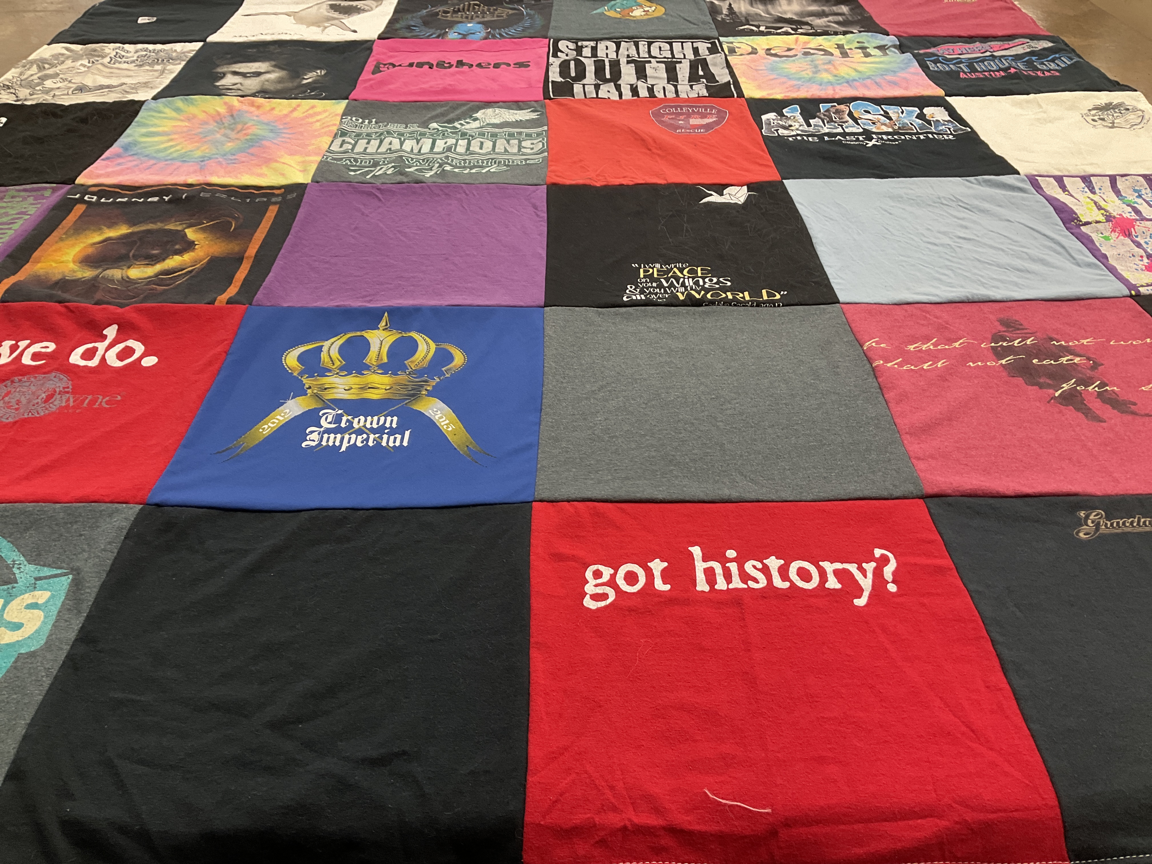 T-shirt quilt from collin college by Gail from TX
